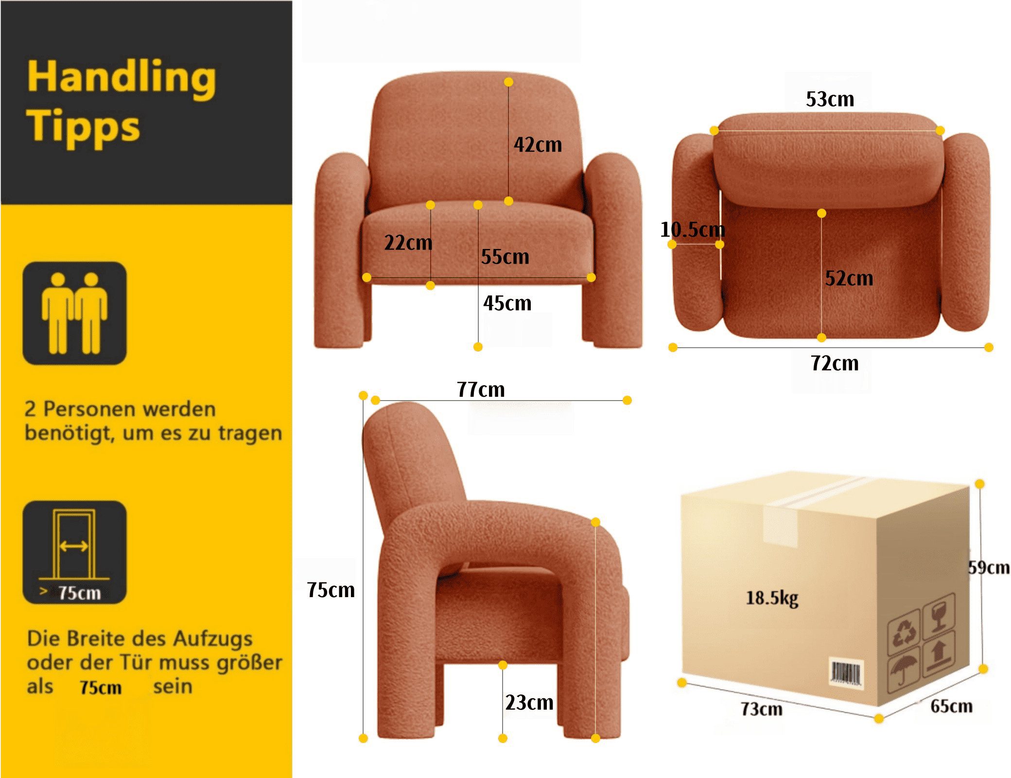 SEYNAR Sessel Moderner Sherpa-Akzent-Sessel, Teddy-Polsterarm-Sofa (1-St), Gemütlicher flauschiger Lesesessel für Wohnzimmer, Schlafzimmer, Ecke
