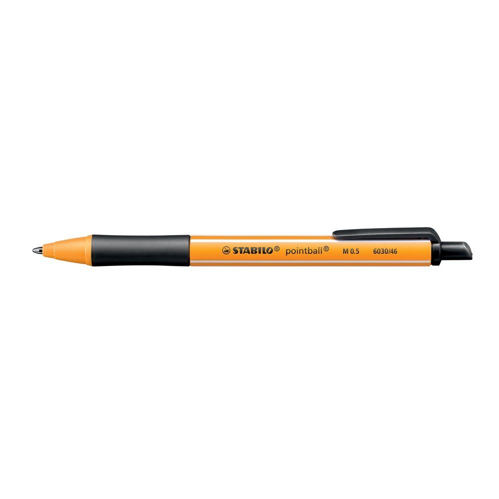 STABILO Kugelschreiber 1 Kugelschreiber pointball orange 0,5mm - Schreibfarbe schwarz, (1-tlg), Passende Minen = STABILO Ballpoint Refill M