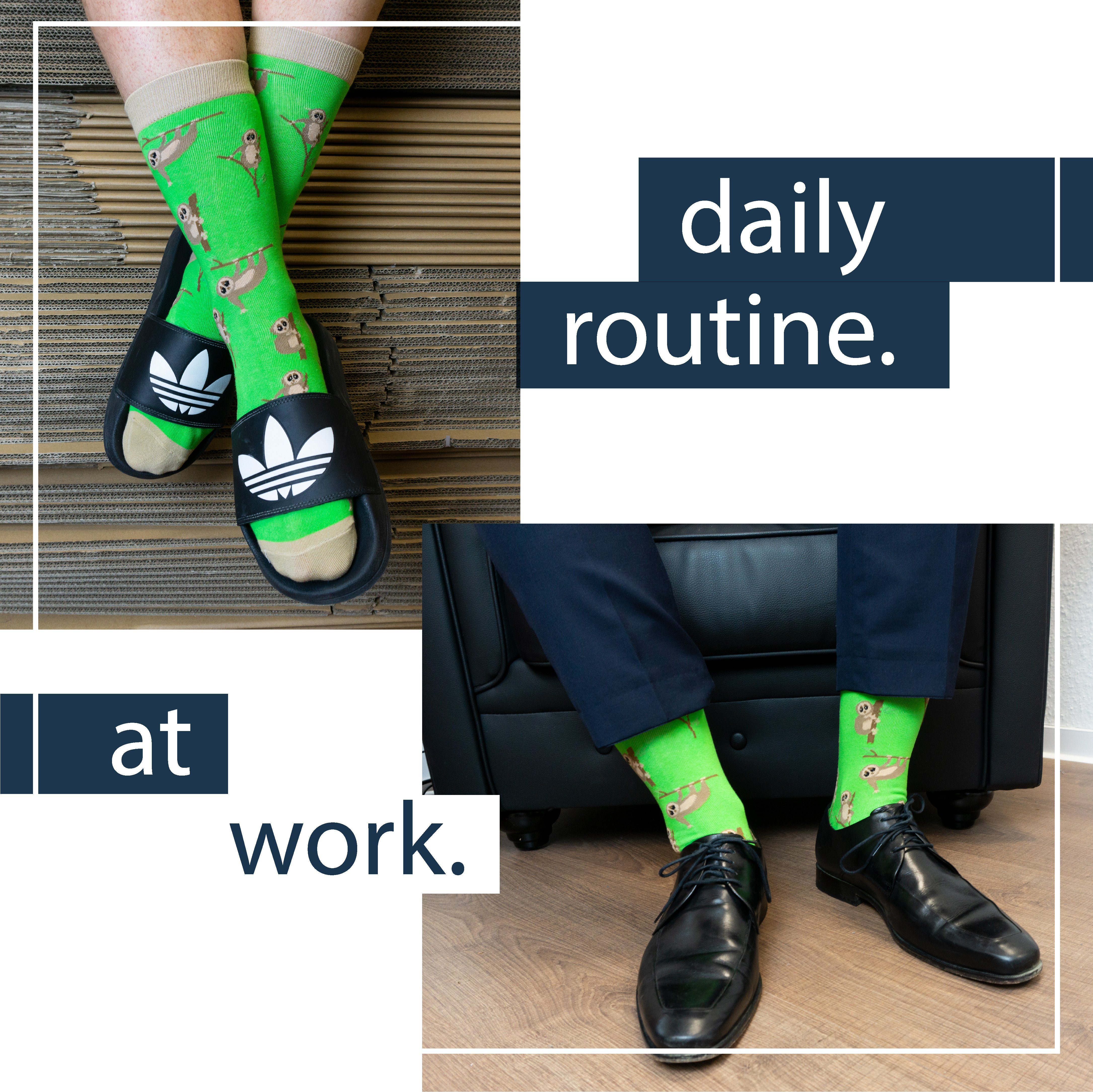 TwoSocks Freizeitsocken Faultier Socken lustige Socken Herren & Damen, Einheitsgröße (1-Paar)