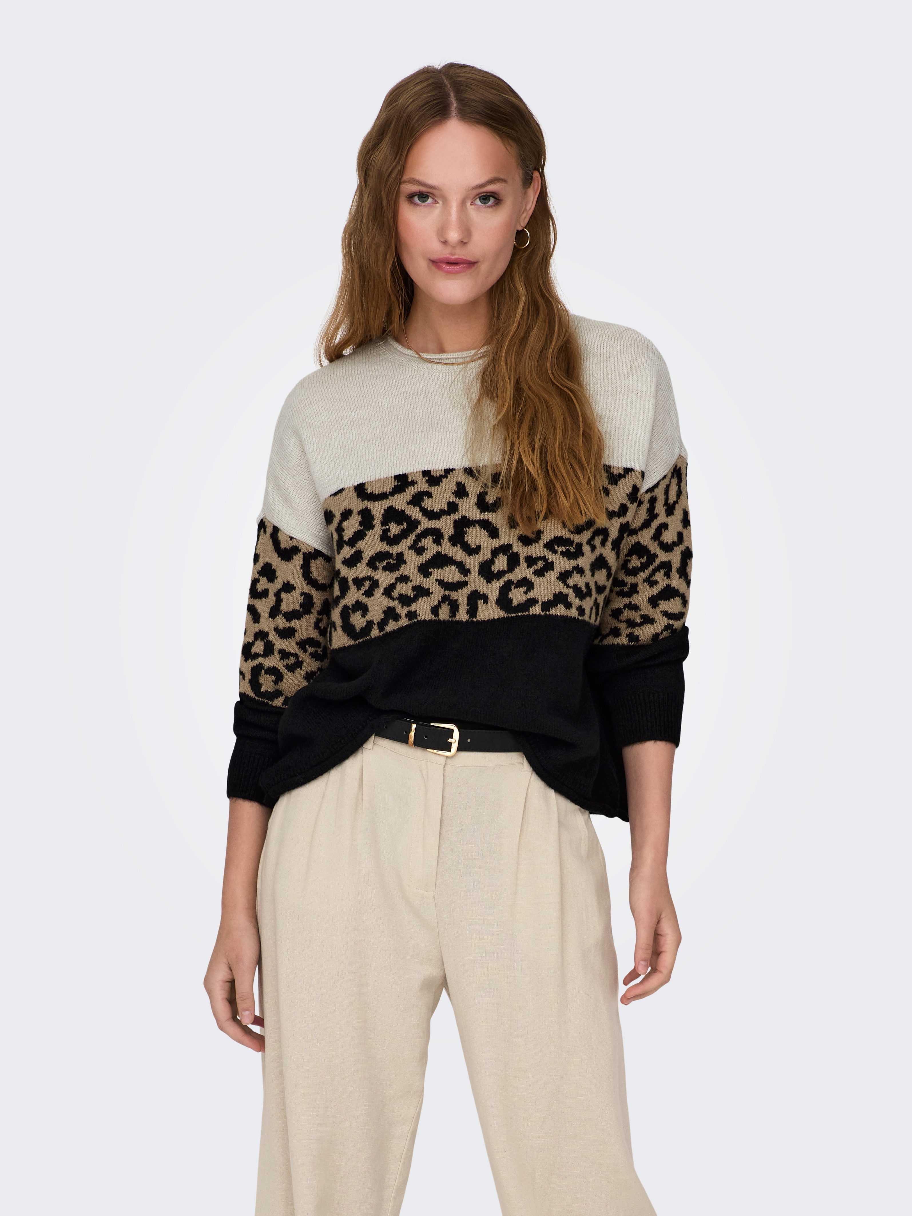 Rundhalspullover ONLJADE ANIMAL LS O-NECK NOOS KNT