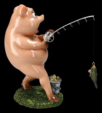 Figuren Shop GmbH Dekofigur Lustige Schweine Figur beim Angeln - spaßige Dekofigur Tierfigur Deko