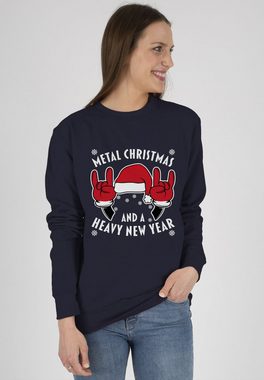 Shirtracer Sweatshirt Metal Christmas and a Heavy New Year - weiß (1-tlg) Weihachten Kleidung