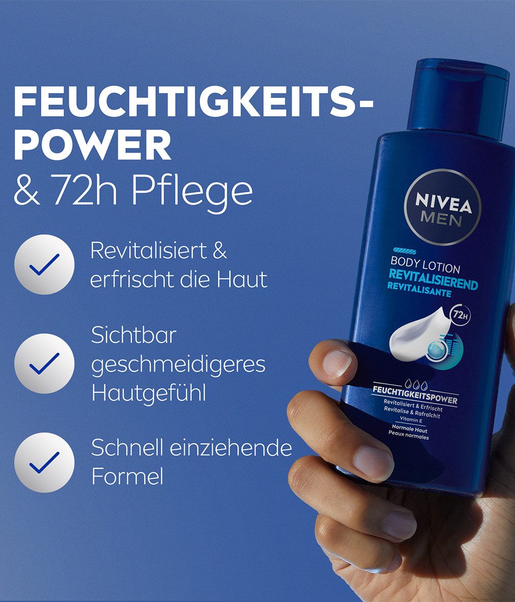 Nivea Men Bodylotion Body Lotion Revitalisierend 3 x 250 ml Set, 3-tlg.