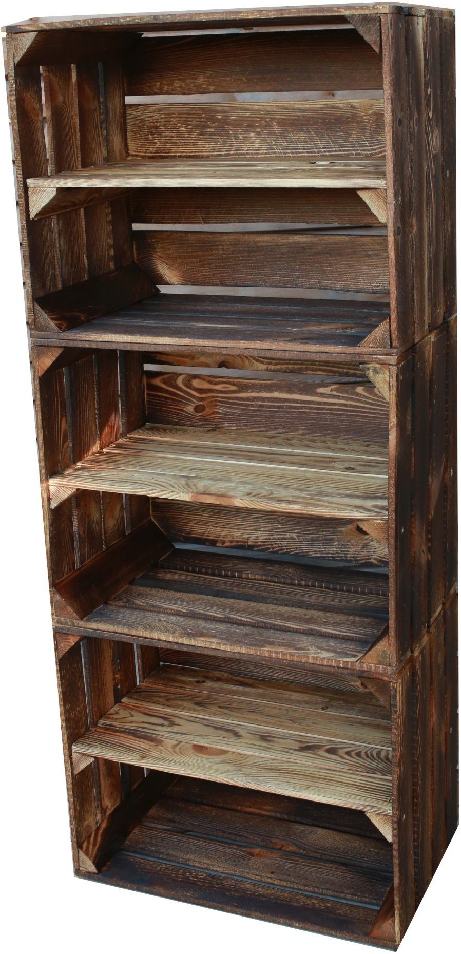 Teramico Holzkiste Holzkisten 50 x 40 x 30cm geflammt Set-Varianten kostenloser Versand, geflammt