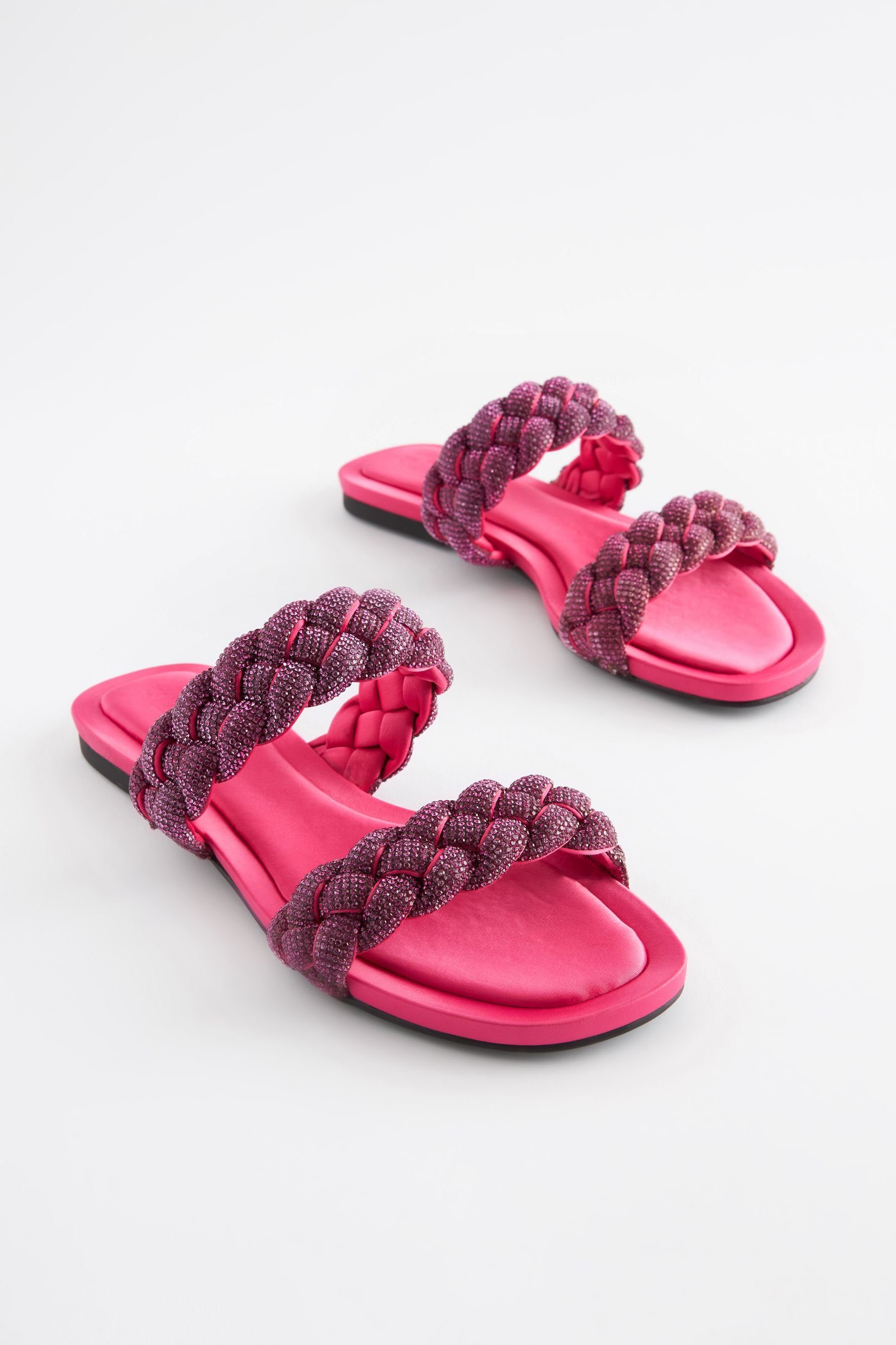 Next Forever Comfort® Schmuckbesatz Flechtsandalen Sandale (1-tlg) mit Pink