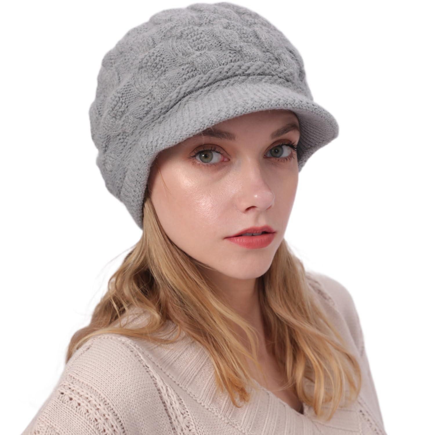LuxusKollektion Schirmmütze Wintermuetze Fleece mit Schirm 60 Grau (1-St)