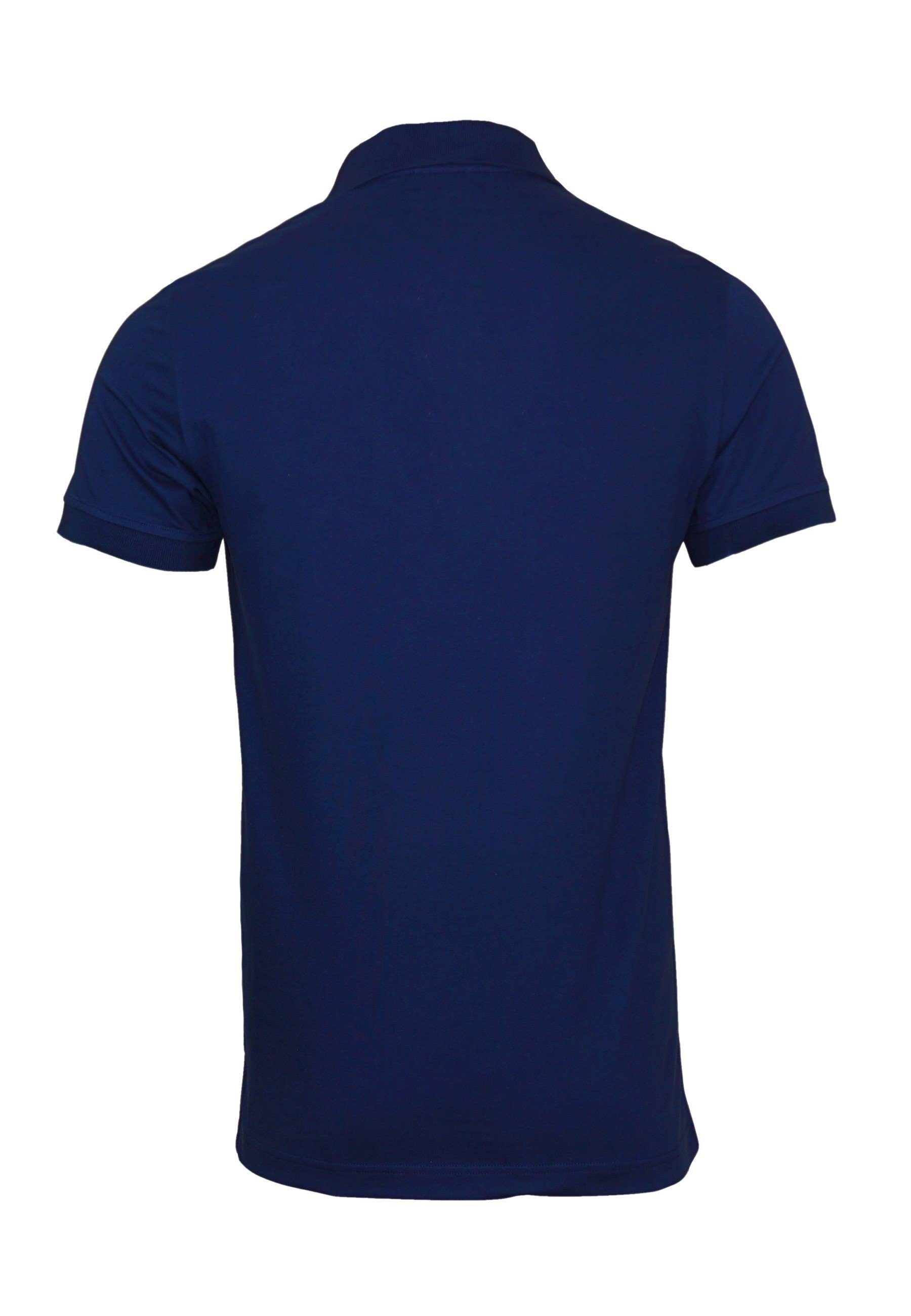 Poloshirt Unifarbenes aus Armani Shirt Emporio (1-tlg) blau Baumwollstretch Poloshirt