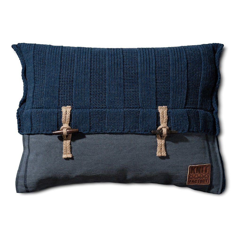 Knit Factory Dekokissen Knit Factory 6x6 Rib Kissen Jeans - 60x40