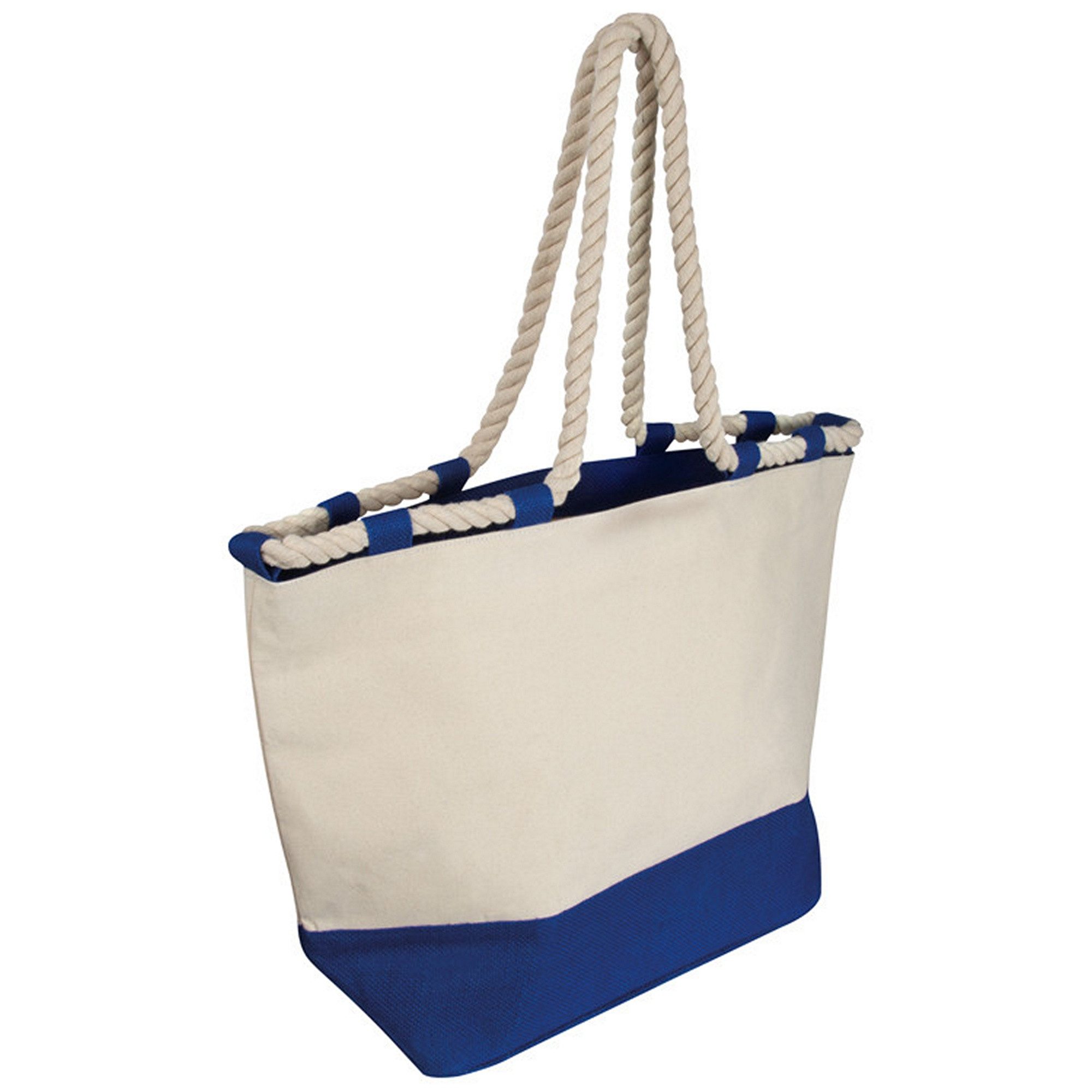 Strandtasche Strandtasche / Jutetasche mit Kordel / Farbe: blau-natur