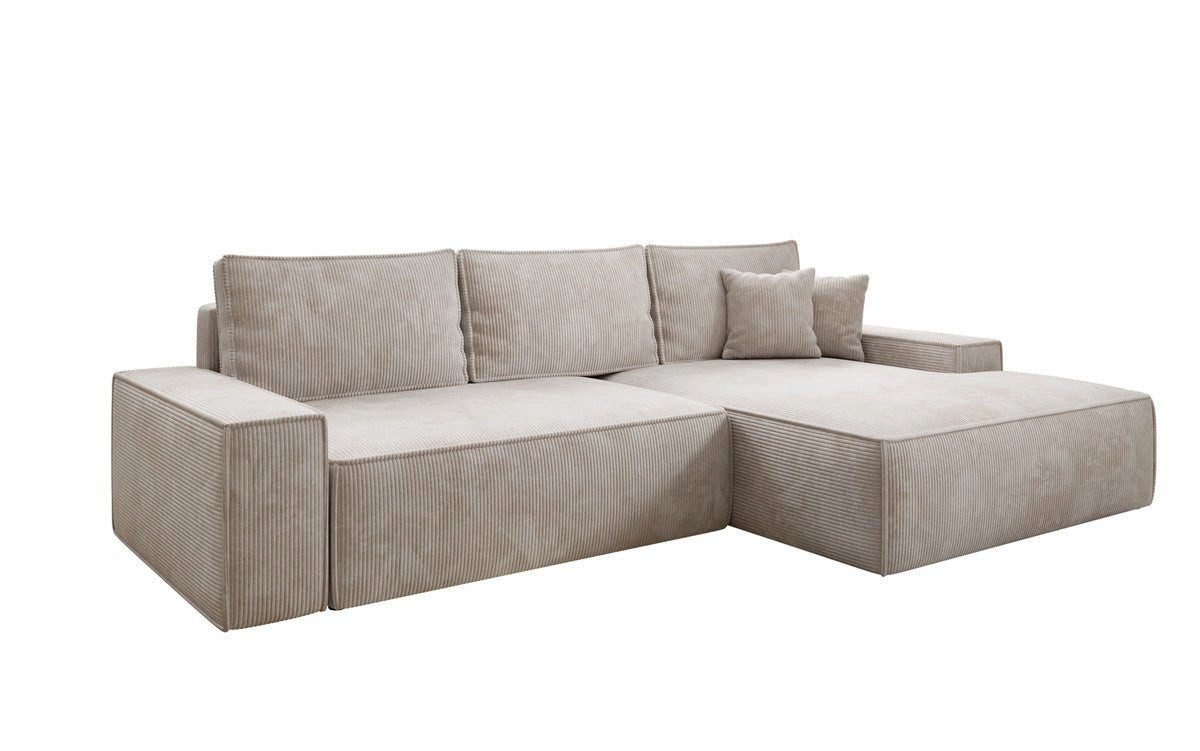 Luxusbetten24 Schlafsofa Designer Sofa Verona mit breiter Ottomane, mit Schlaffunktion und Stauraum
