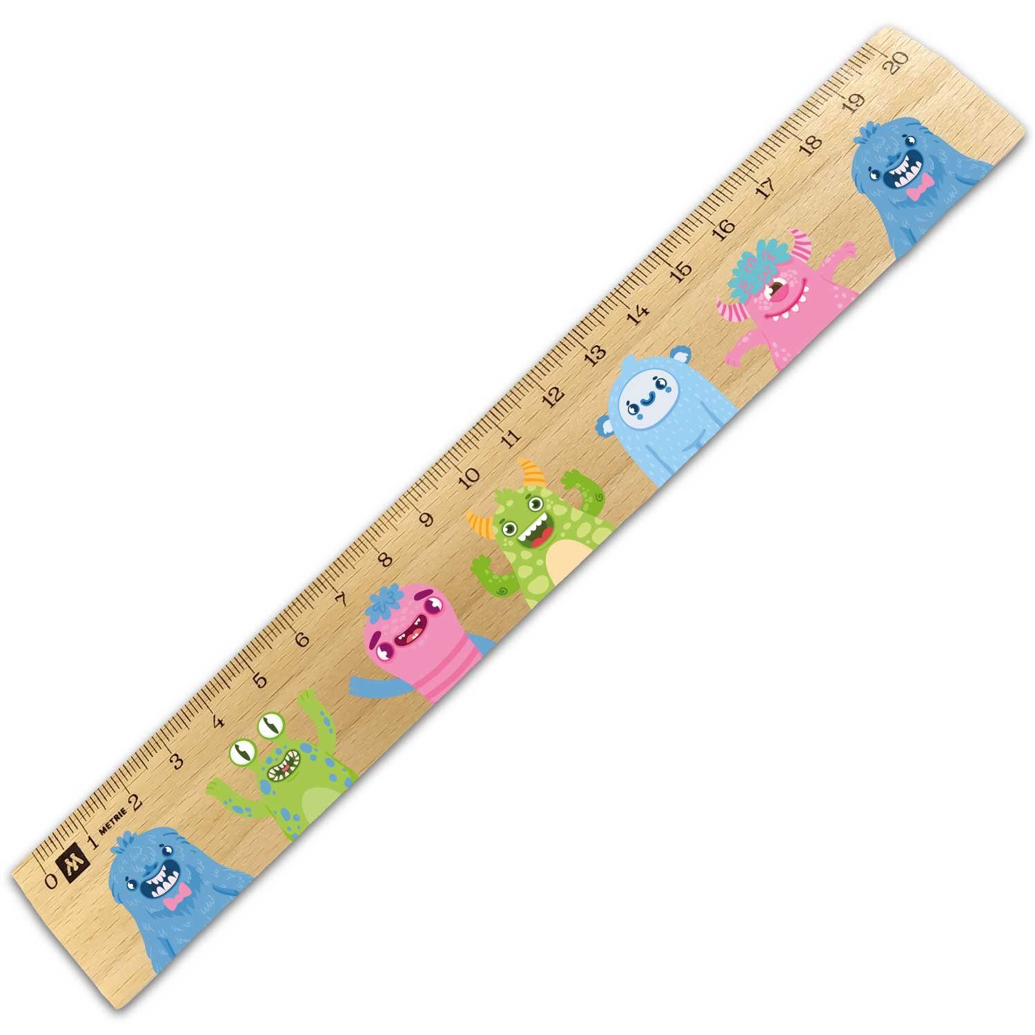 GRAVURZEILE Lineal im Monster Design - zur Einschulung - für Kinder -, Geschenk für die Schule