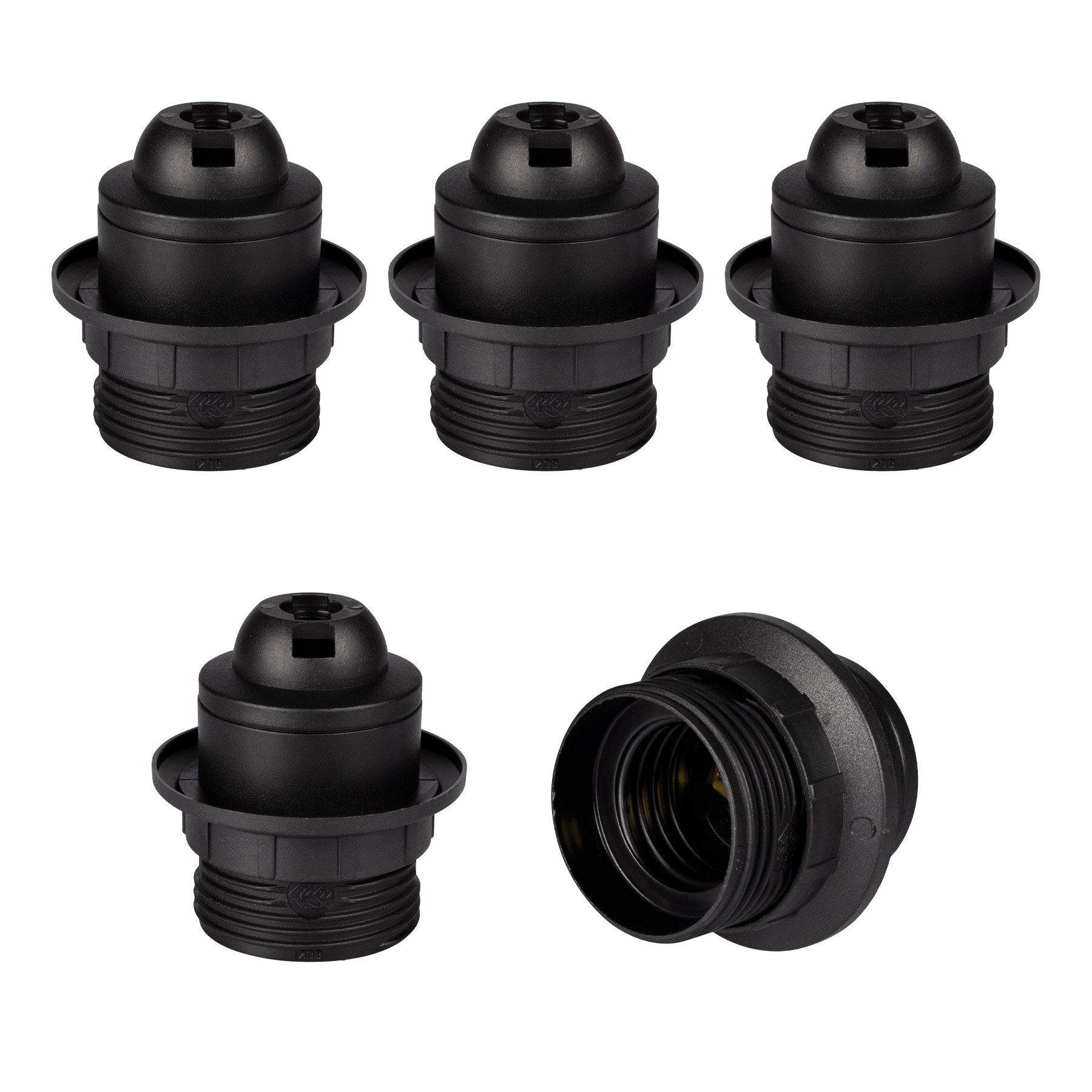 Aling Conel Lampenfassung E27 Lampenfassung (PBT), Gewindefassung mit Einbauring, (Set, 5-St)