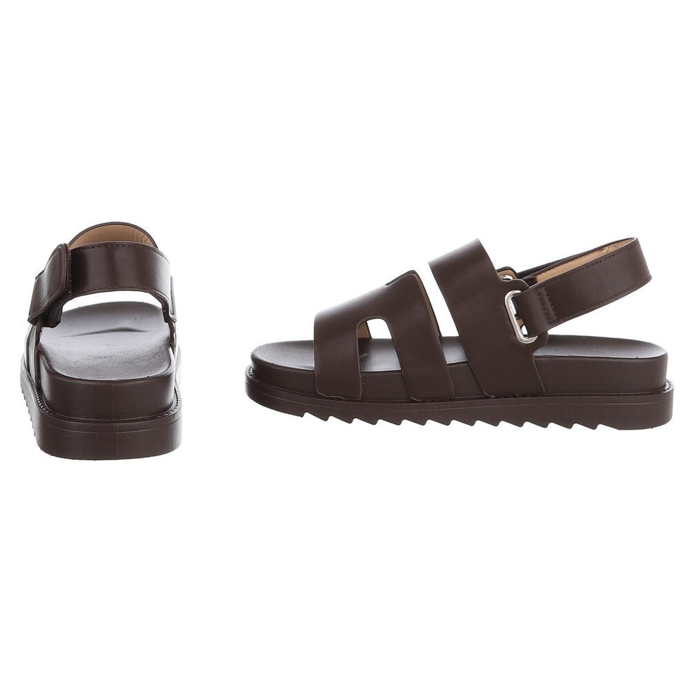 Ital-Design Bequeme Damen Sandalen mit verstellbarem Riemen Riemchensandalette (91512338) Keilabsatz/Wedge Keilsandaletten in Braun – Bild 5 von 5