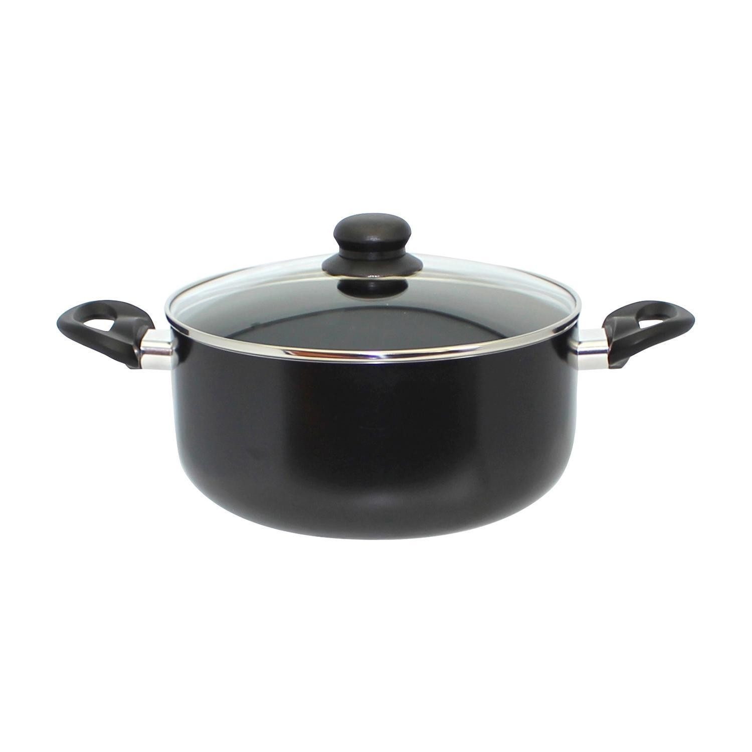 Elo Topf-Set METIS, 4-teilig, Schwarz, mit Glasdeckel, Aluminium, 3 Kochtöpfe und 1 Stielkasserolle