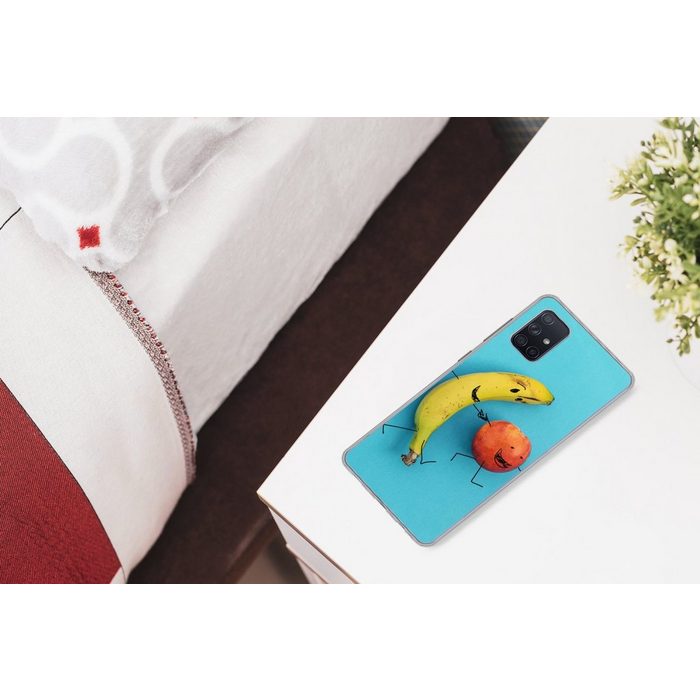 MuchoWow Handyhülle Smiley - Obst - Blau Phone Case Handyhülle Samsung Galaxy A71 Silikon Schutzhülle CB11431