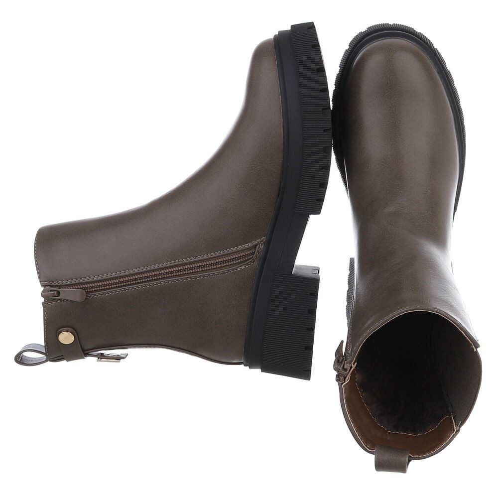 Ital-Design Stylischer Chelsea Boot mit elastischen Einsätzen für Damen Plateaustiefelette (90515131) Blockabsatz Stiefeletten in Grau