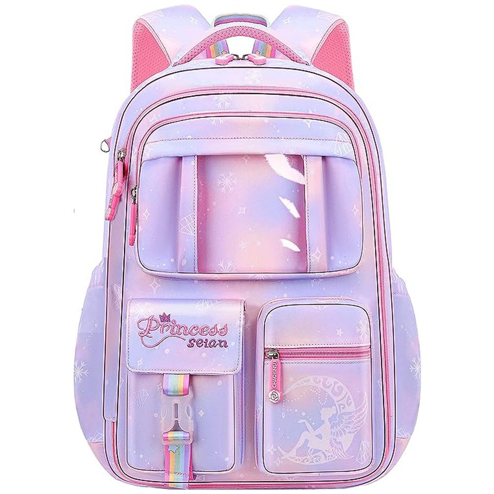 ibettertec Schulrucksack Kinderrucksack Mädchen, Schulranzen mit Großer Kapazität (Schulranzen Mädchen 1-6. klasse, Leichte und Wasserdichte Nylon Schultasche), für Kinder Schule oder Reisen
