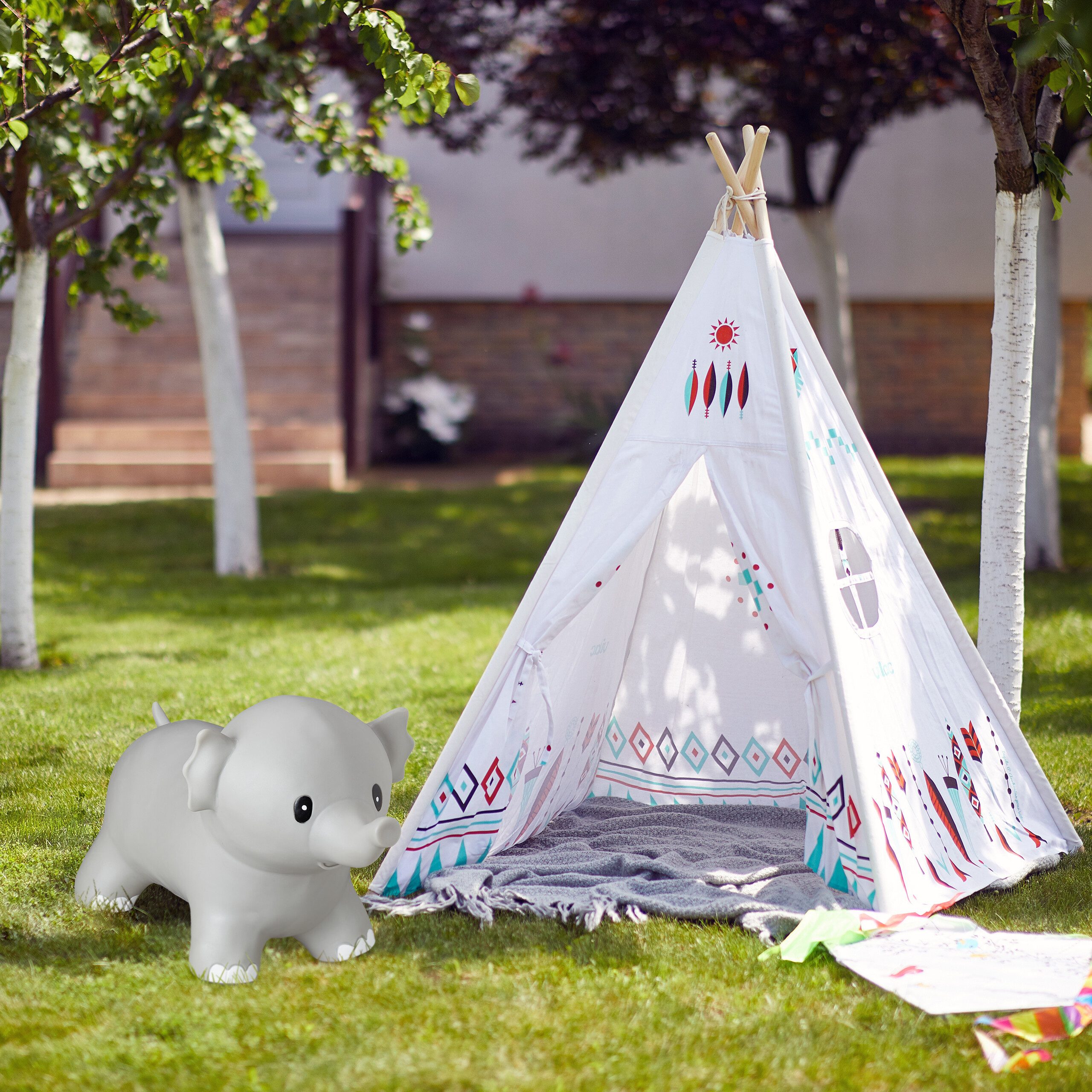 relaxdays Hüpftier Elefant, grau