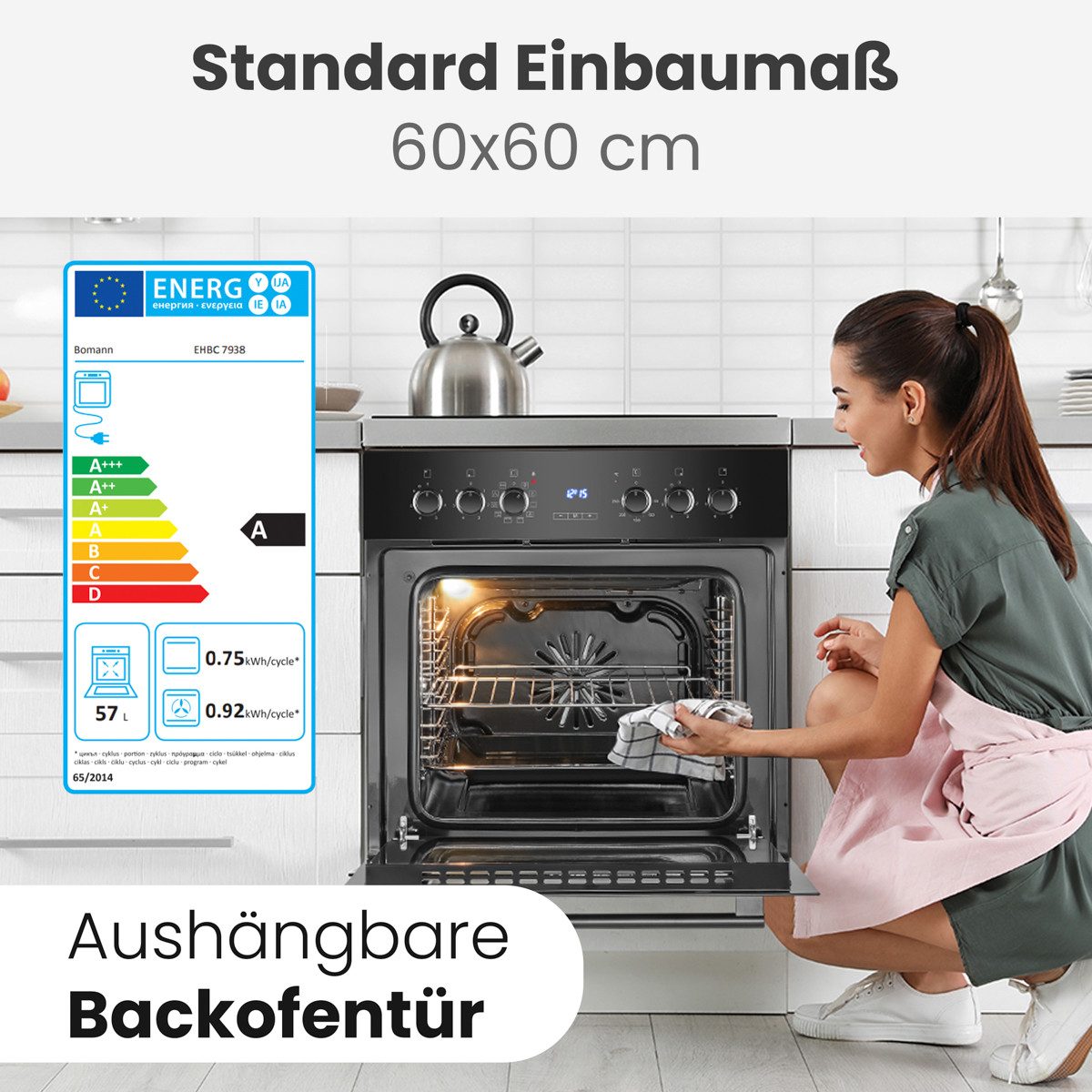 BOMANN Elektro-Herd-Set EHBC 7938, Herd-Kochfeld-Kombination, 60cm, Grill Heißluft