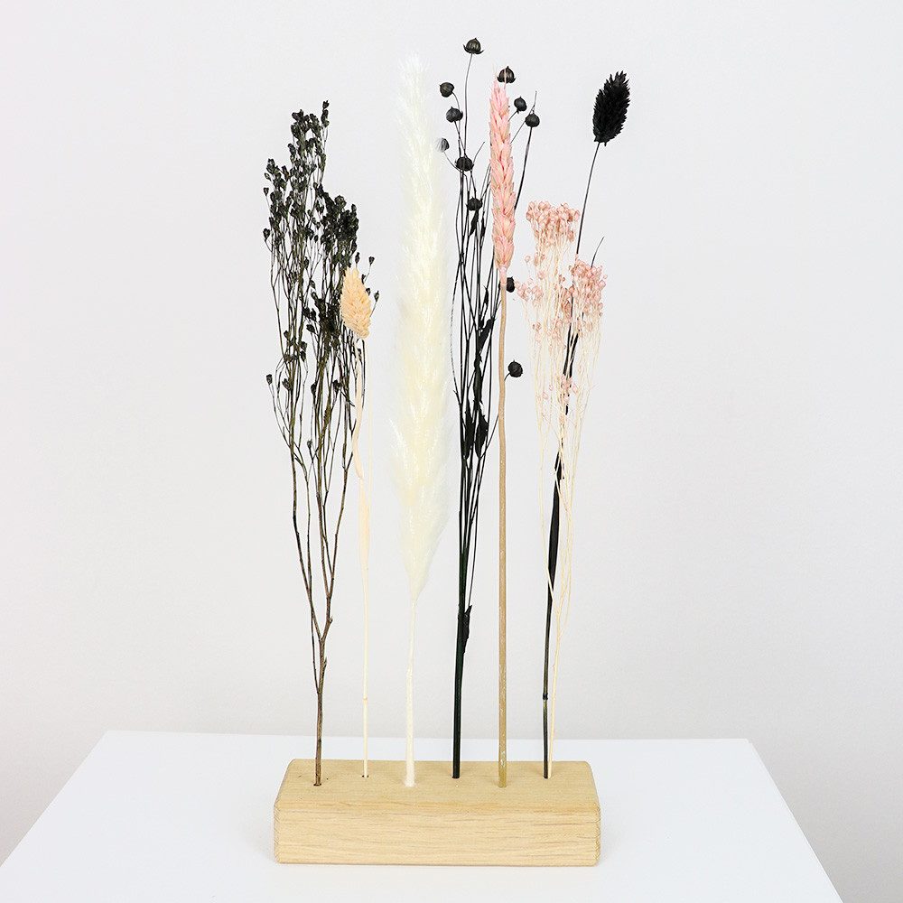 Trockenblume Flowerbar Day and Night, Holzleiste mit Trockenblumen, Eiche