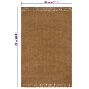 Teppich Teppich mit Fransen 120x180 cm Jute, vidaXL, Rechteckig