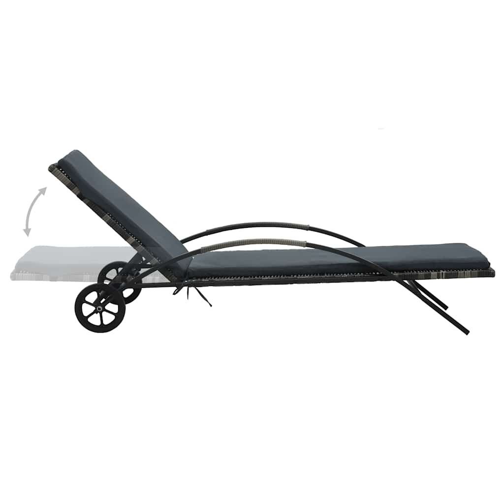 vidaXL Gartenliege Sonnenliegen mit Tisch Poly Rattan Anthrazit, 1 St.
