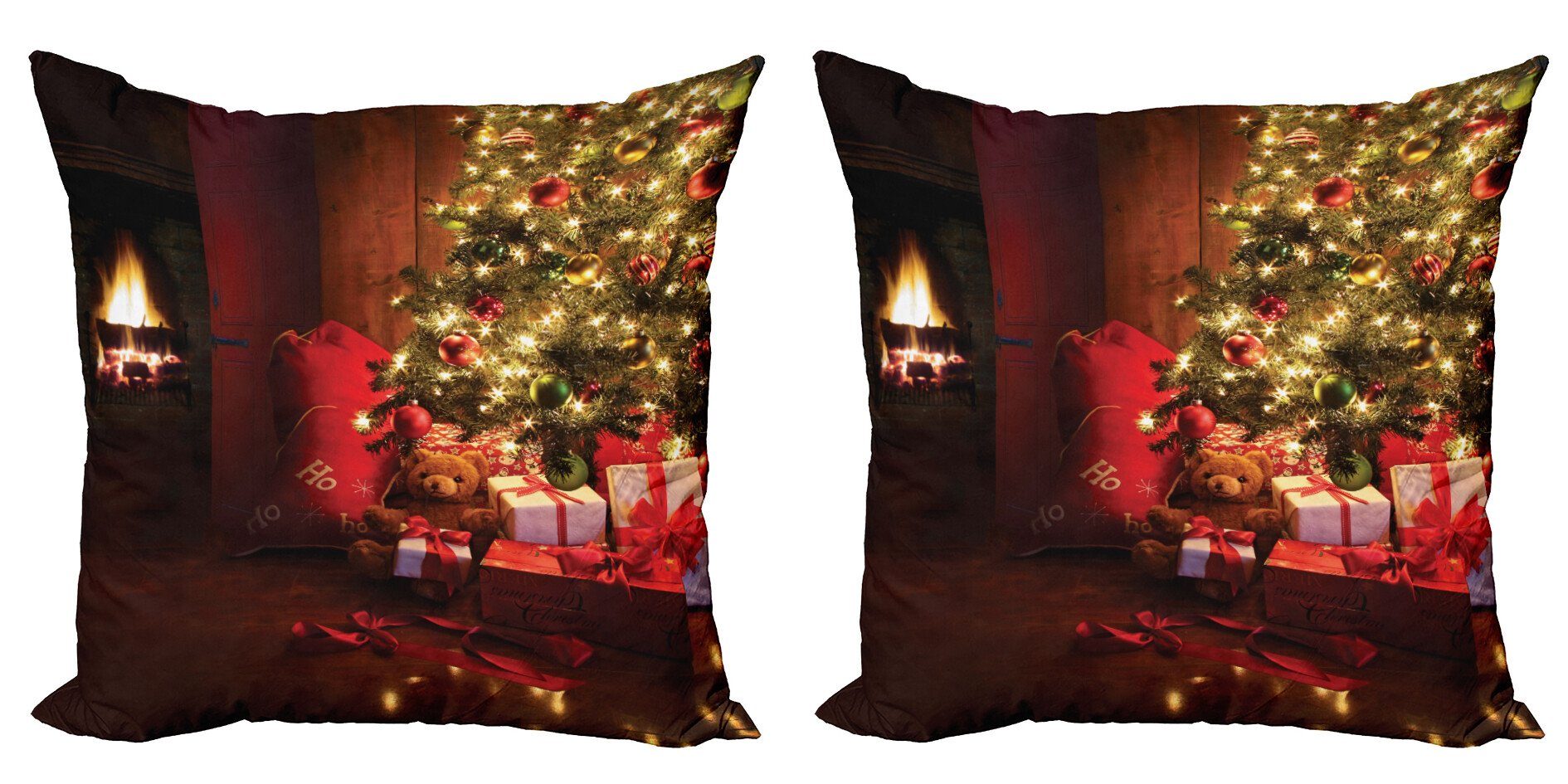 Kissenbezüge Modern Accent Doppelseitiger Digitaldruck, Abakuhaus (2 Stück), Weihnachten Neujahr Weihnachtsbaum