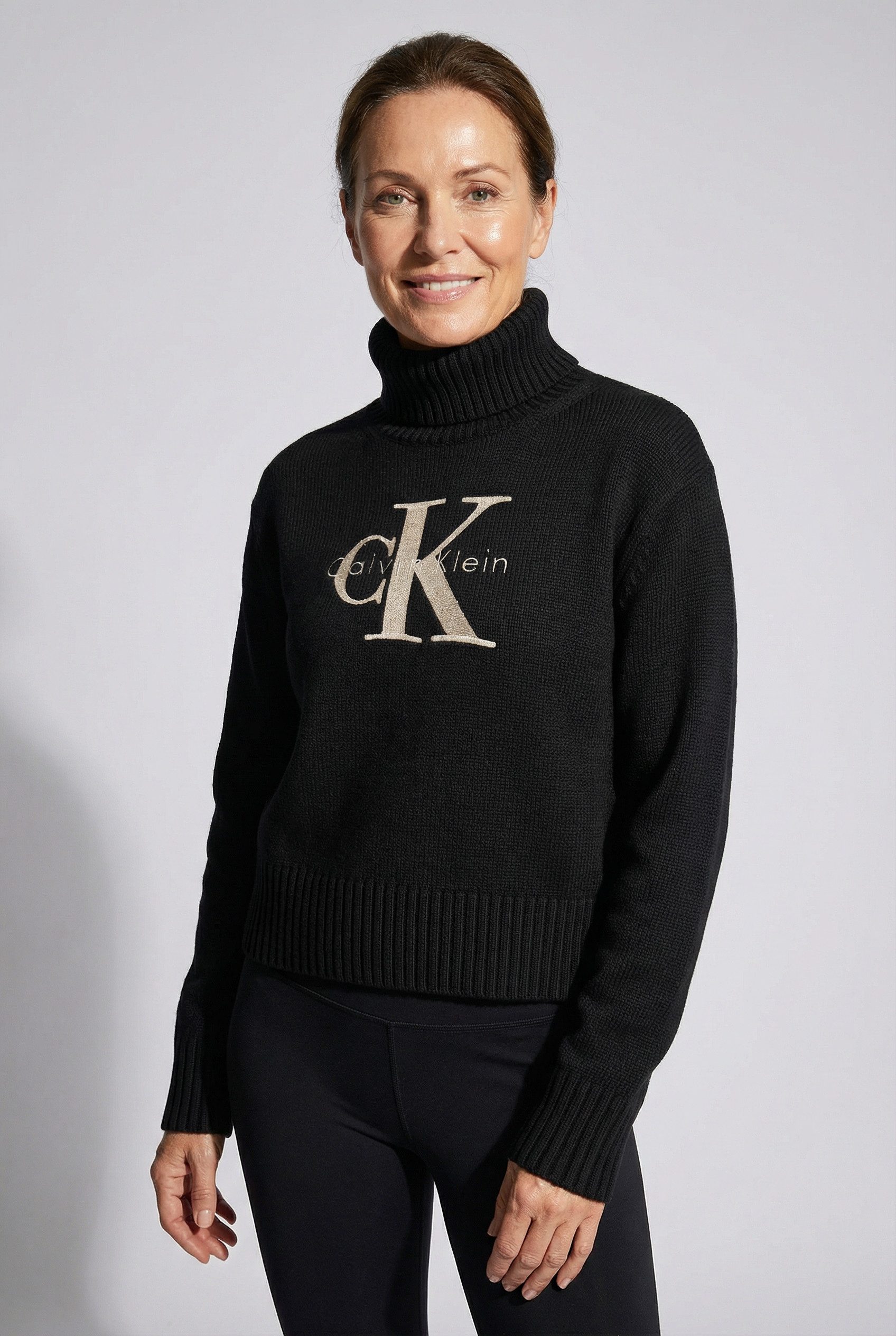 Calvin Klein Jeans Strickpullover Rollkragen, Logo-Druck günstig online kaufen