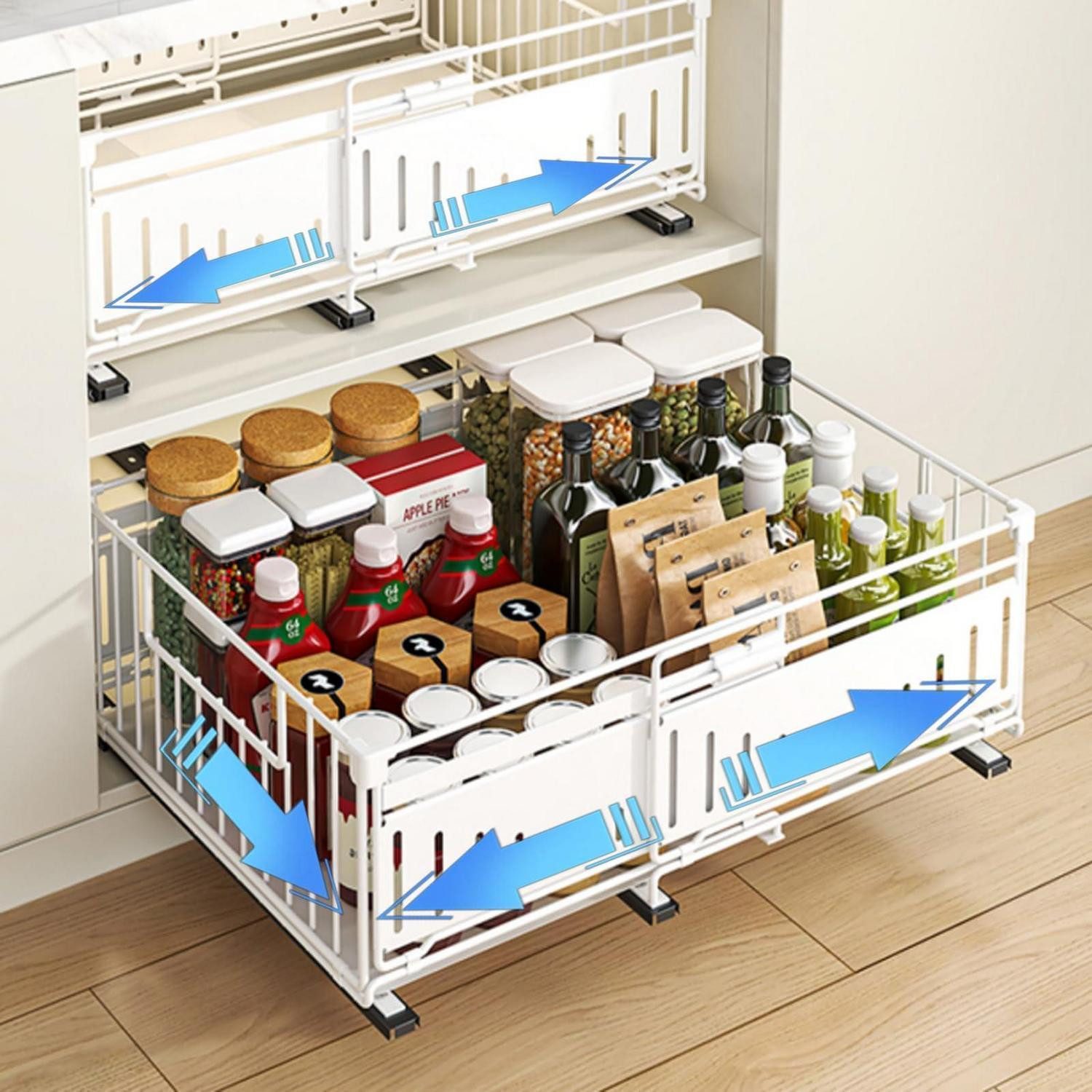 LuxusKollektion Auszug Küchen Organizer Schublade Weiß 32,5-50cm 2 Stk (2 St)