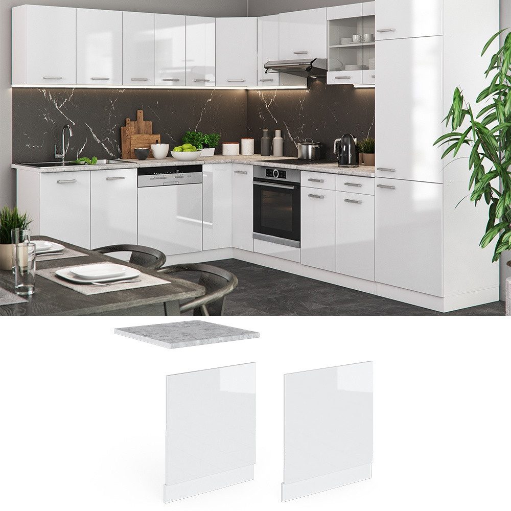Vicco Frontblende R-Line, Weiß Hochglanz/Weiß, 60 cm ohne Arbeitsplatte (1 St)