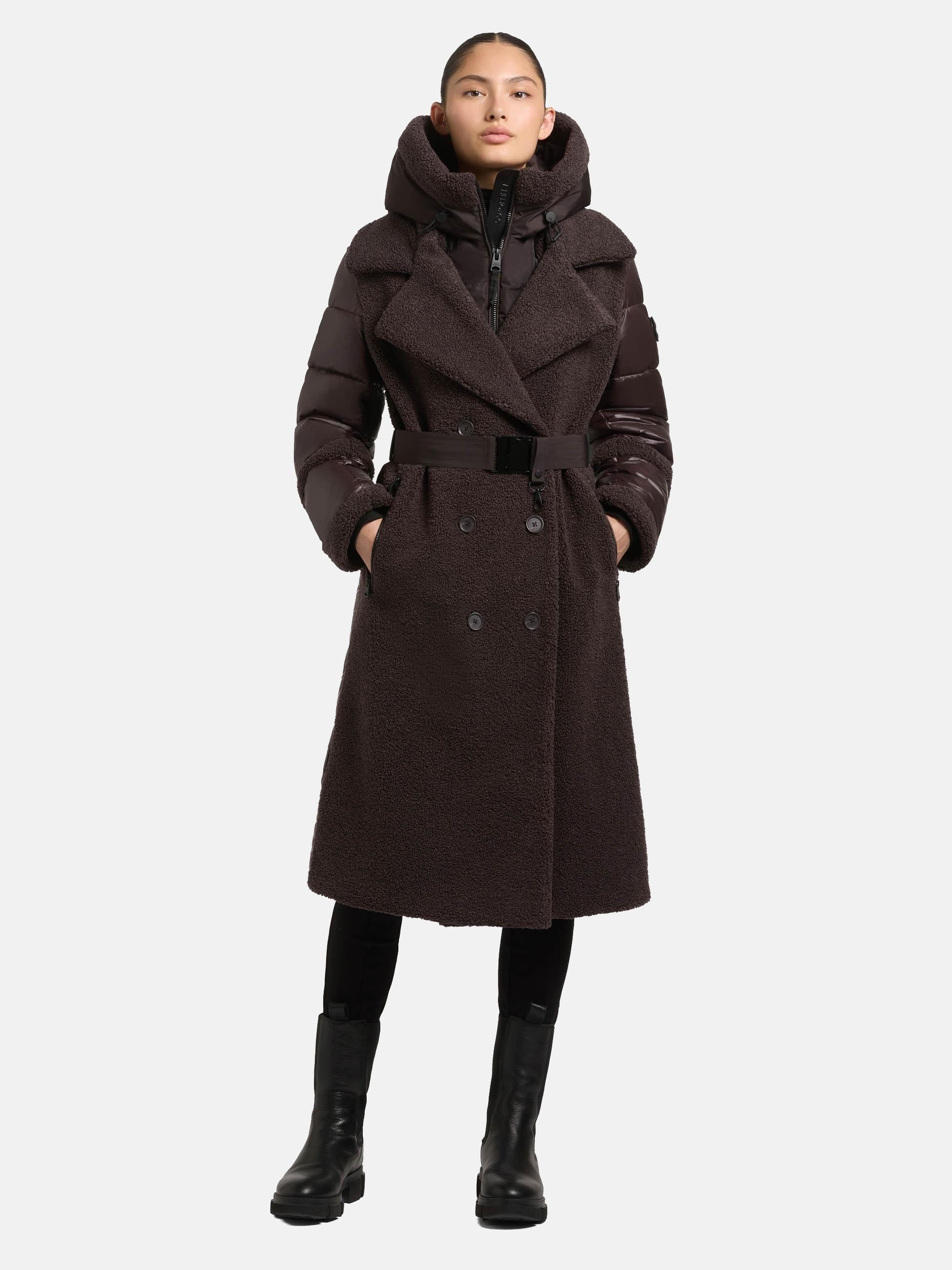 khujo Wintermantel Kalmia Langer Hybridmantel aus kuscheligem Plüsch mit Ta günstig online kaufen