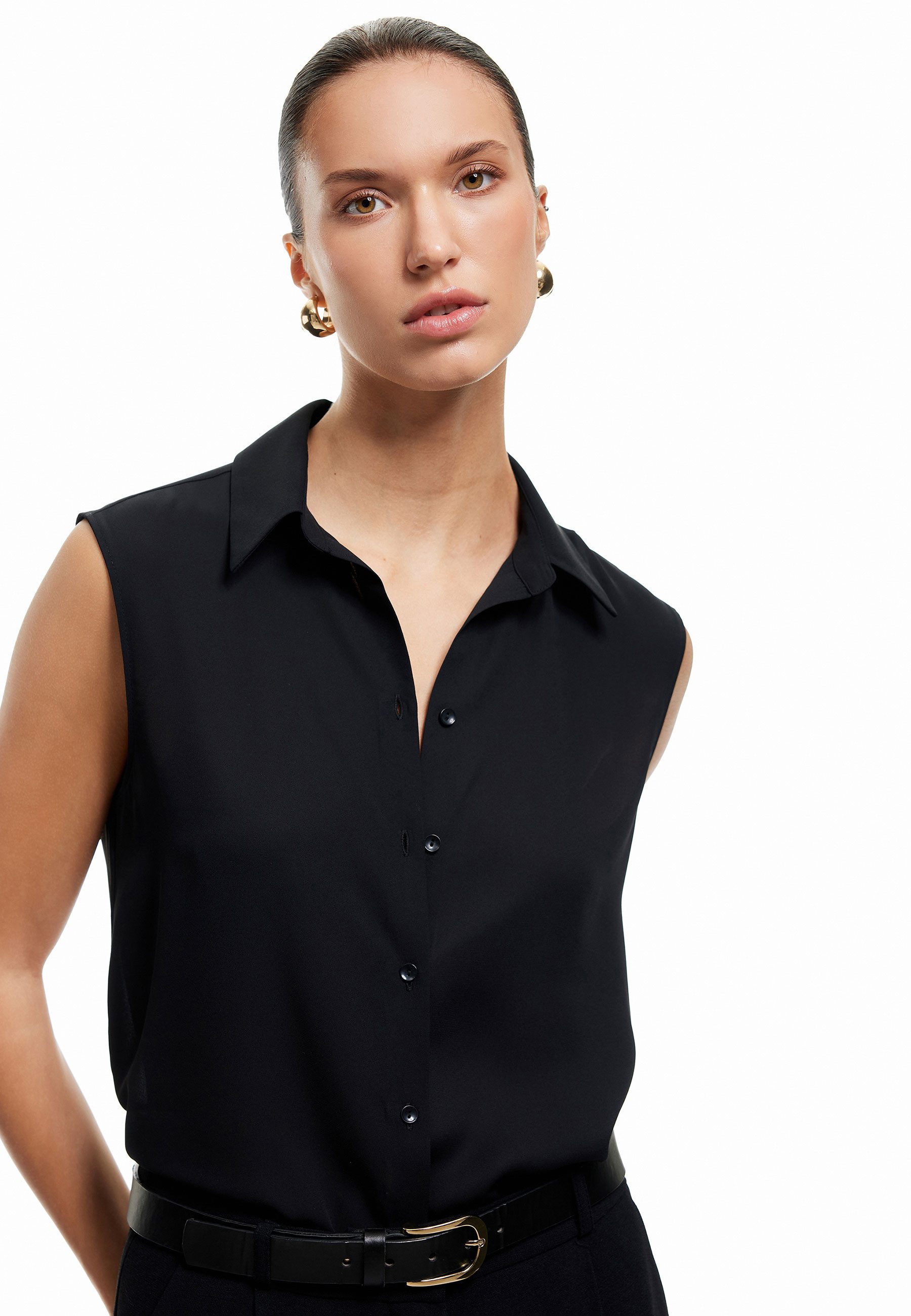 Koton Kurzarmshirt Hemdkragen Ärmellos Kurzarmshirt