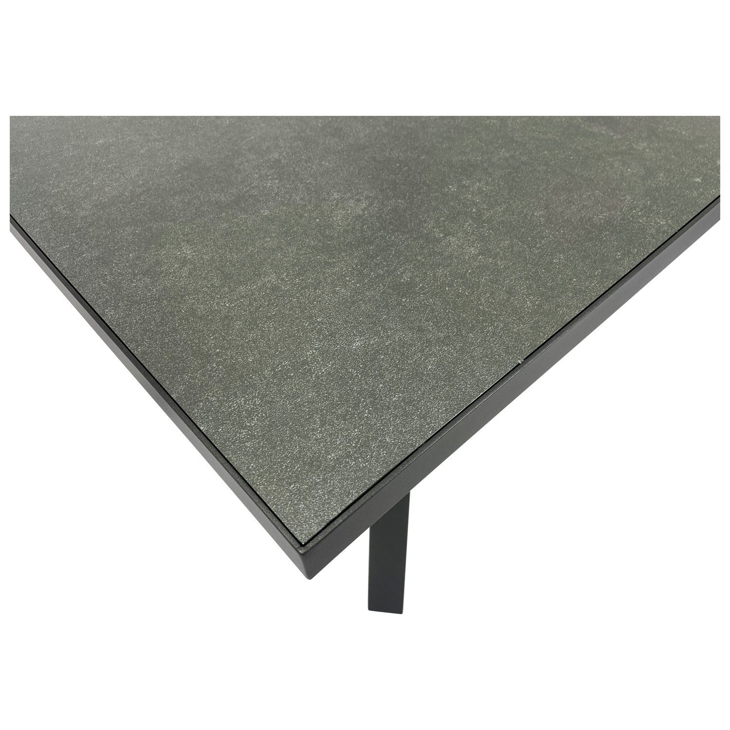 DEGAMO Gartentisch MANCIANO (1-St), Aluminium dunkelgrau + Glas in Keramikoptik dunkelgrau
