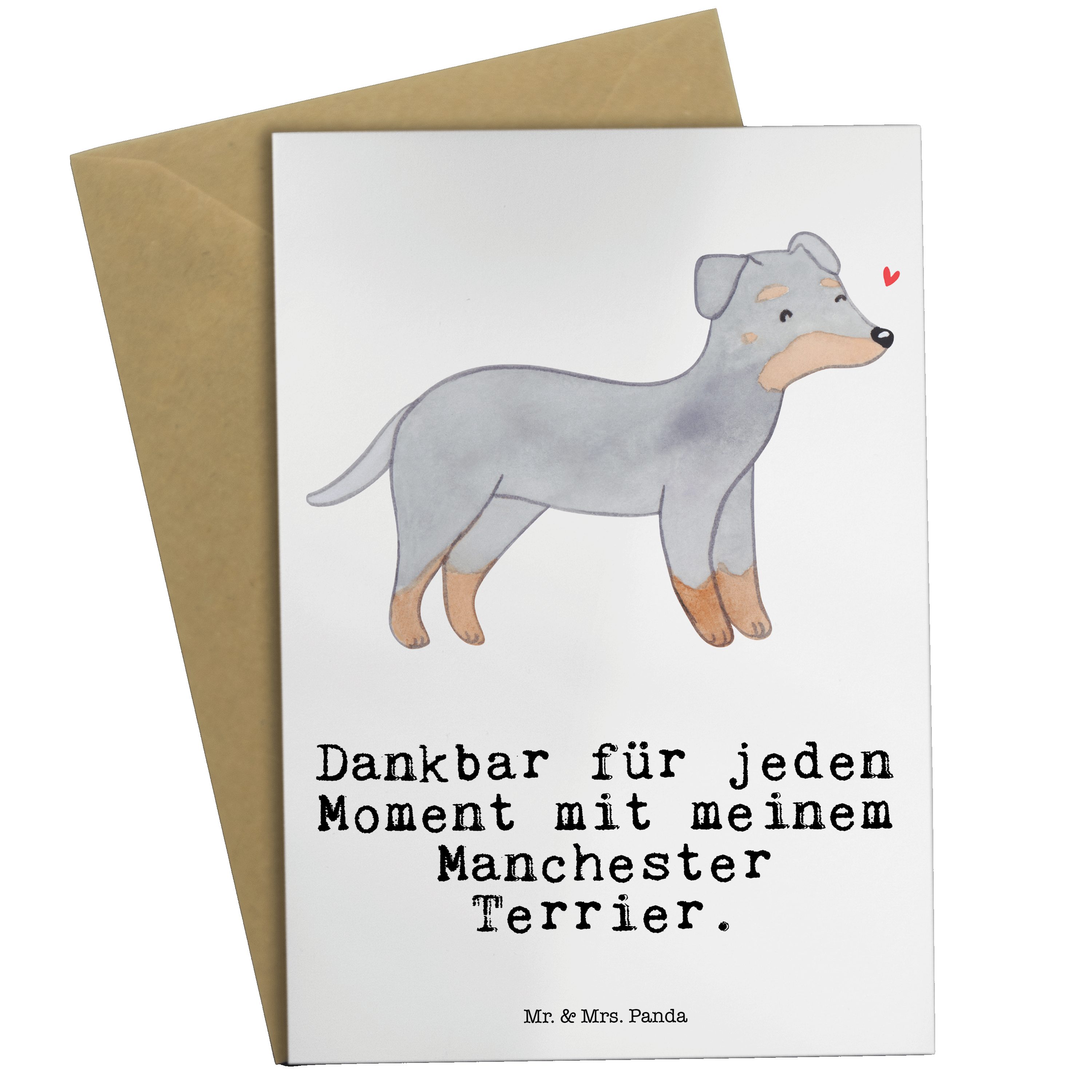 Mr. & Mrs. Panda Grußkarte Manchester Terrier Moment - Weiß - Geschenk, Hund, Tierfreund, Karte