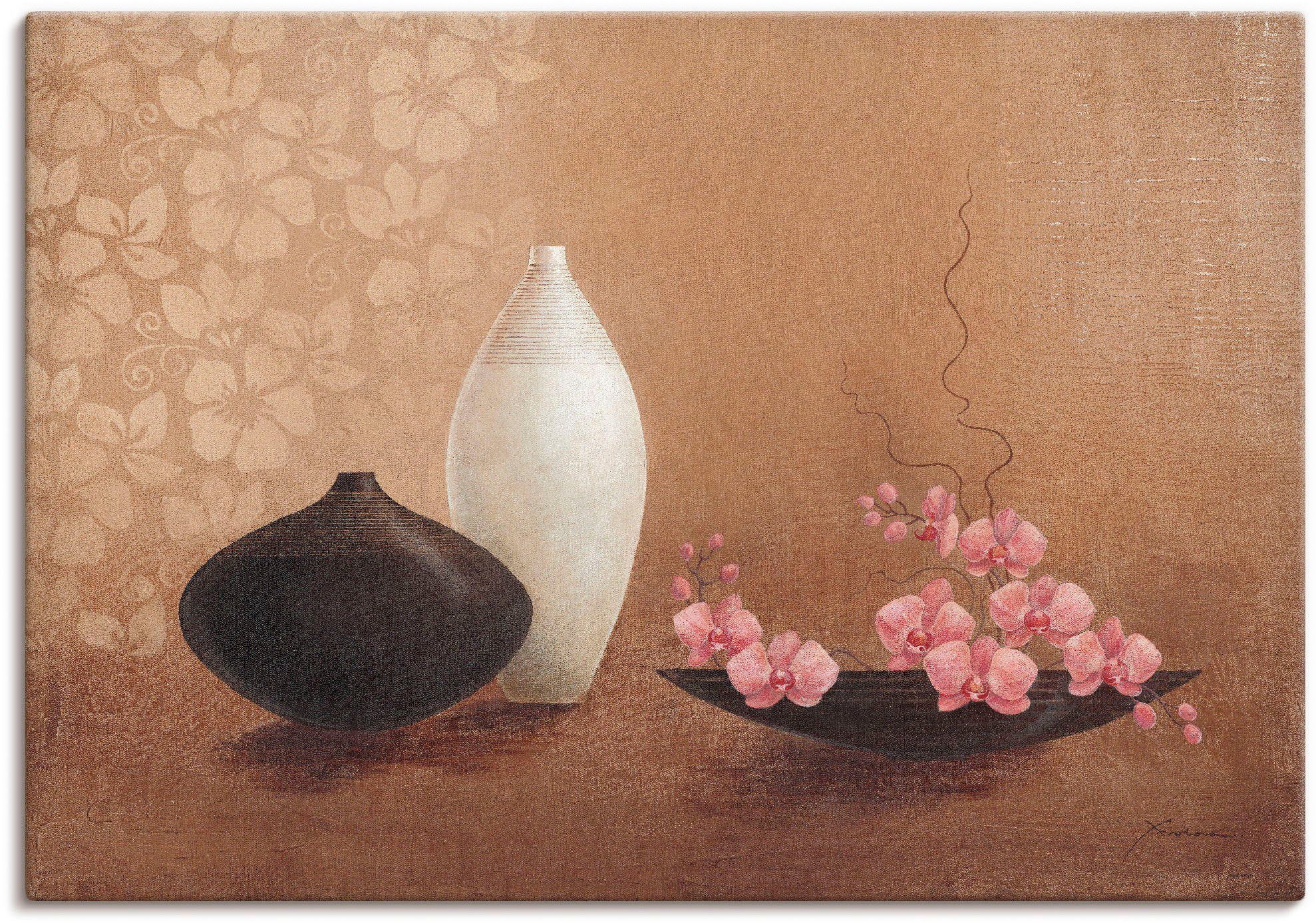Artland Wandbild Orchideenzweig, Vasen & Töpfe (1 St), als Leinwandbild, Wandaufkleber oder Poster in versch. Größen