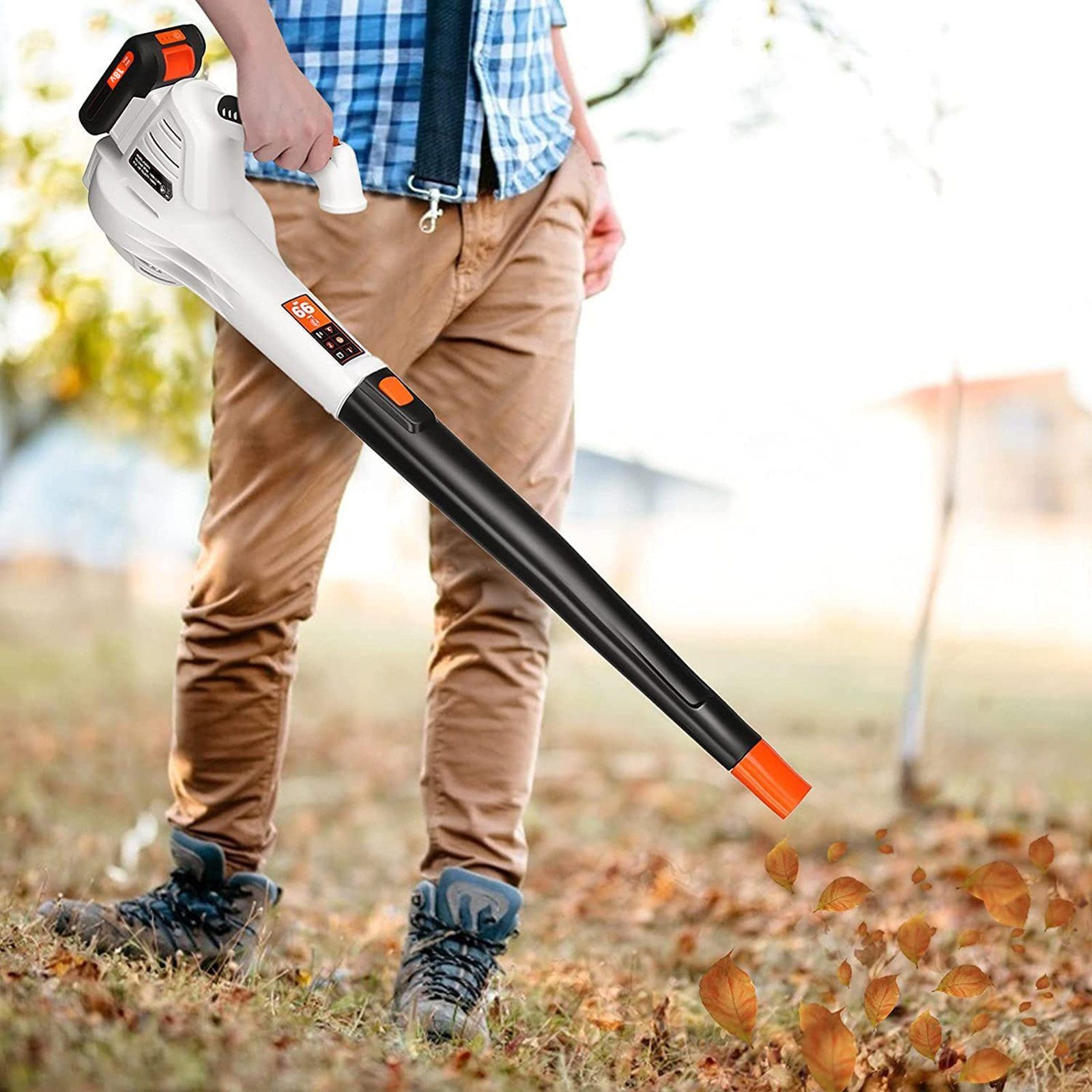 Insma Akku-Laubbläser, (1600W Elektrische Laubbläser 241km/h Gartenbläser Gebläse 1500 U/min), Mit 2 Akkus 2,0 Ah