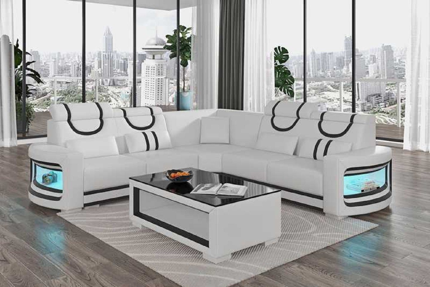 JVmoebel Ecksofa Modern Ecksofa Luxus L Form Couch Sofa Wohnzimmer Design Neu, 3 Teile, Made in Europe Weiß