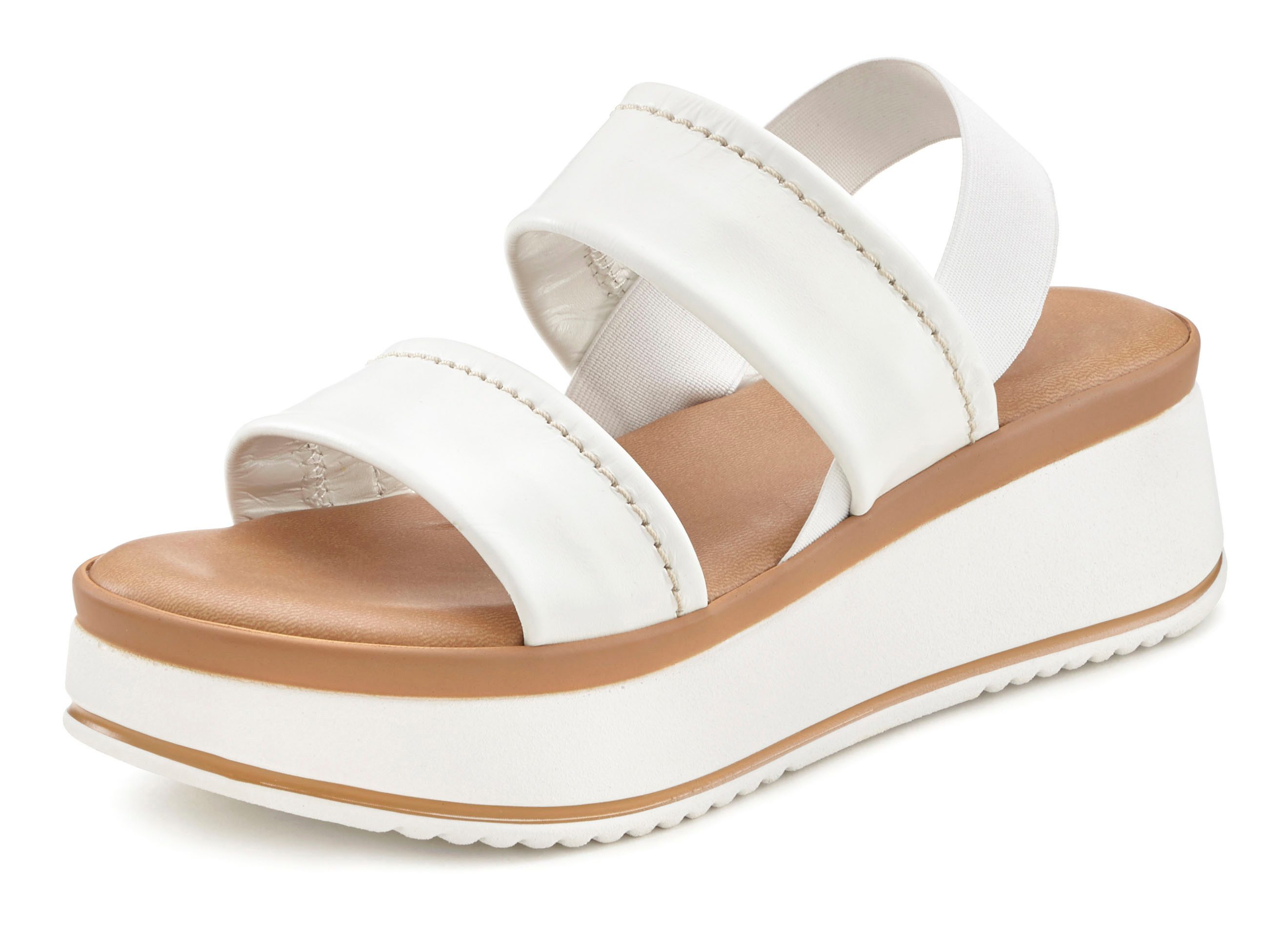 LASCANA Sommerschuh, Sandale, Sandalette, offener Schuh, Plateausandaletten Sandalette aus Leder mit modisch bequemer Plateausohle