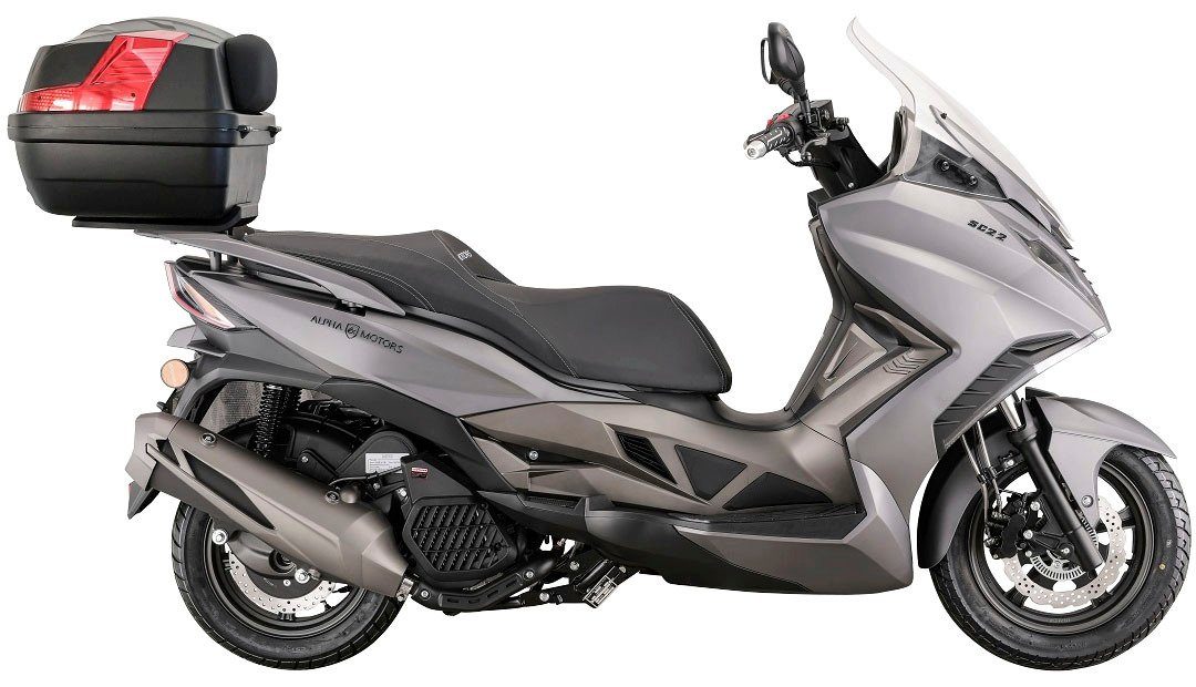 Alpha Motors Motorroller Sport Cruiser 22, 125 ccm, 95 km/h, Euro 5, (Set, mit Topcase) grau