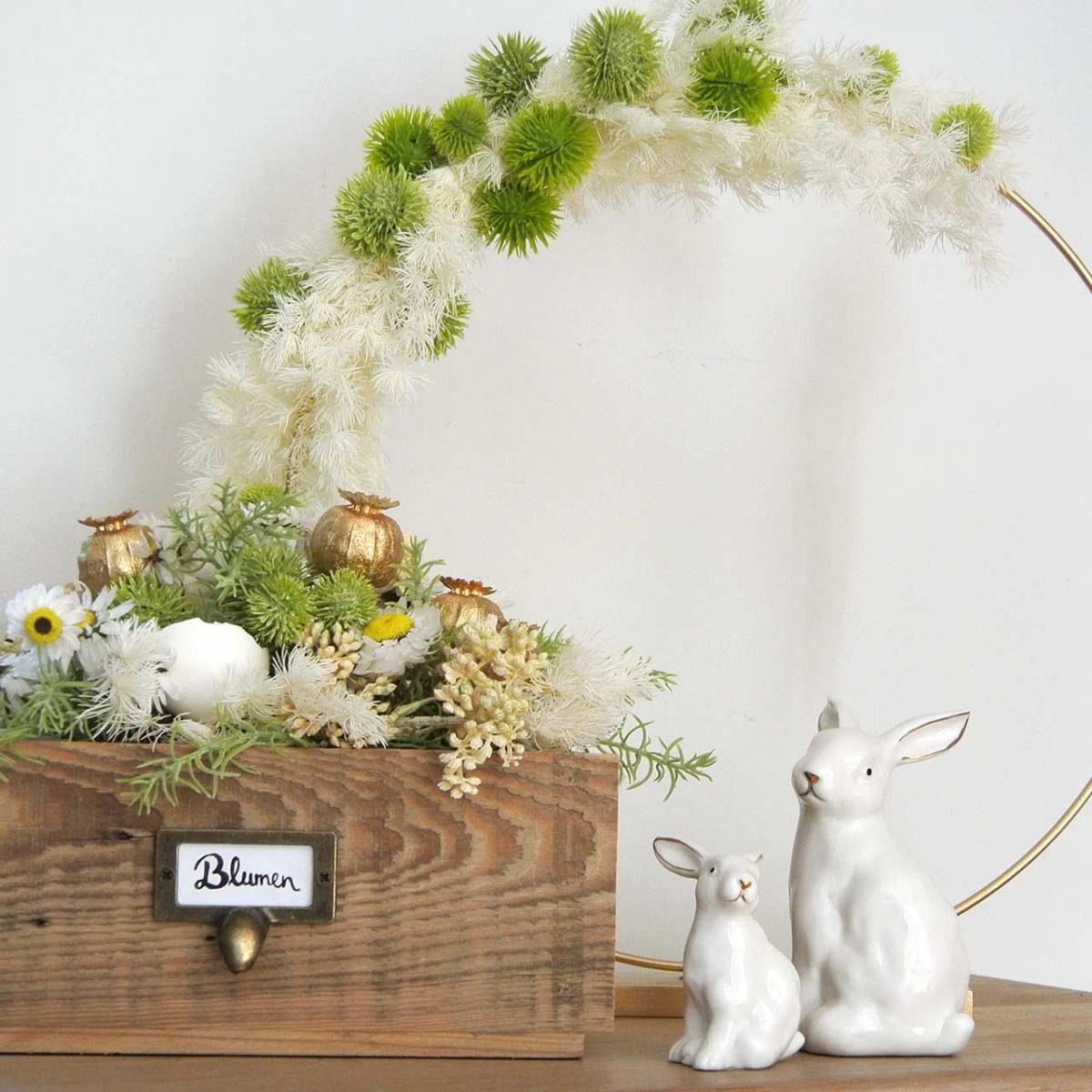 Florists Products Osterhase Osterdeko Keramik Hase Weiß Gold, 4er Set, 7,5cm, 4 Stück