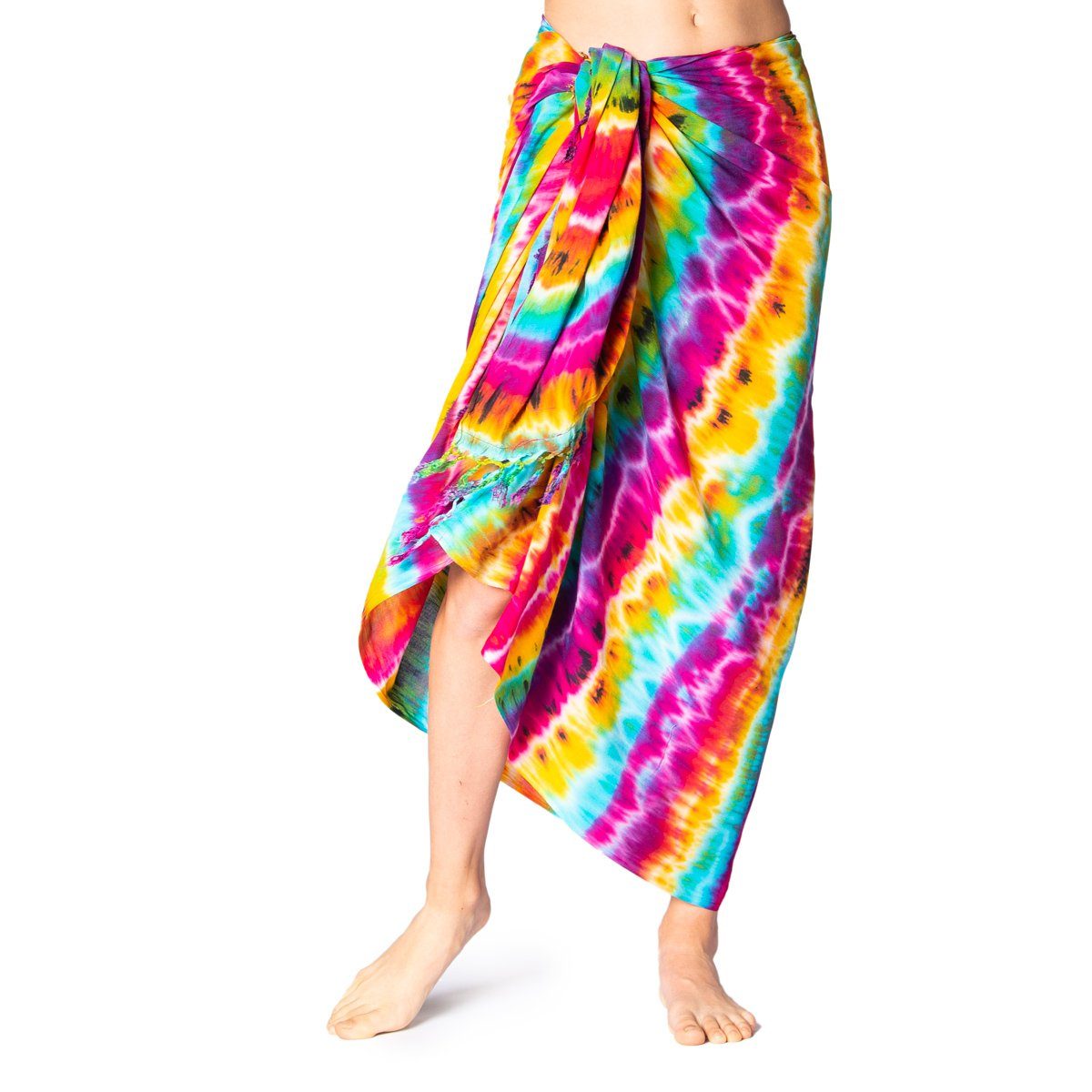 PANASIAM Sarong Pareo TieDye Design aus leichter Viskose Strandtuch Wrap, Viskose, Strandkleid Bikini Cover-up Tuch für den Strand Schultertuch Halstuch