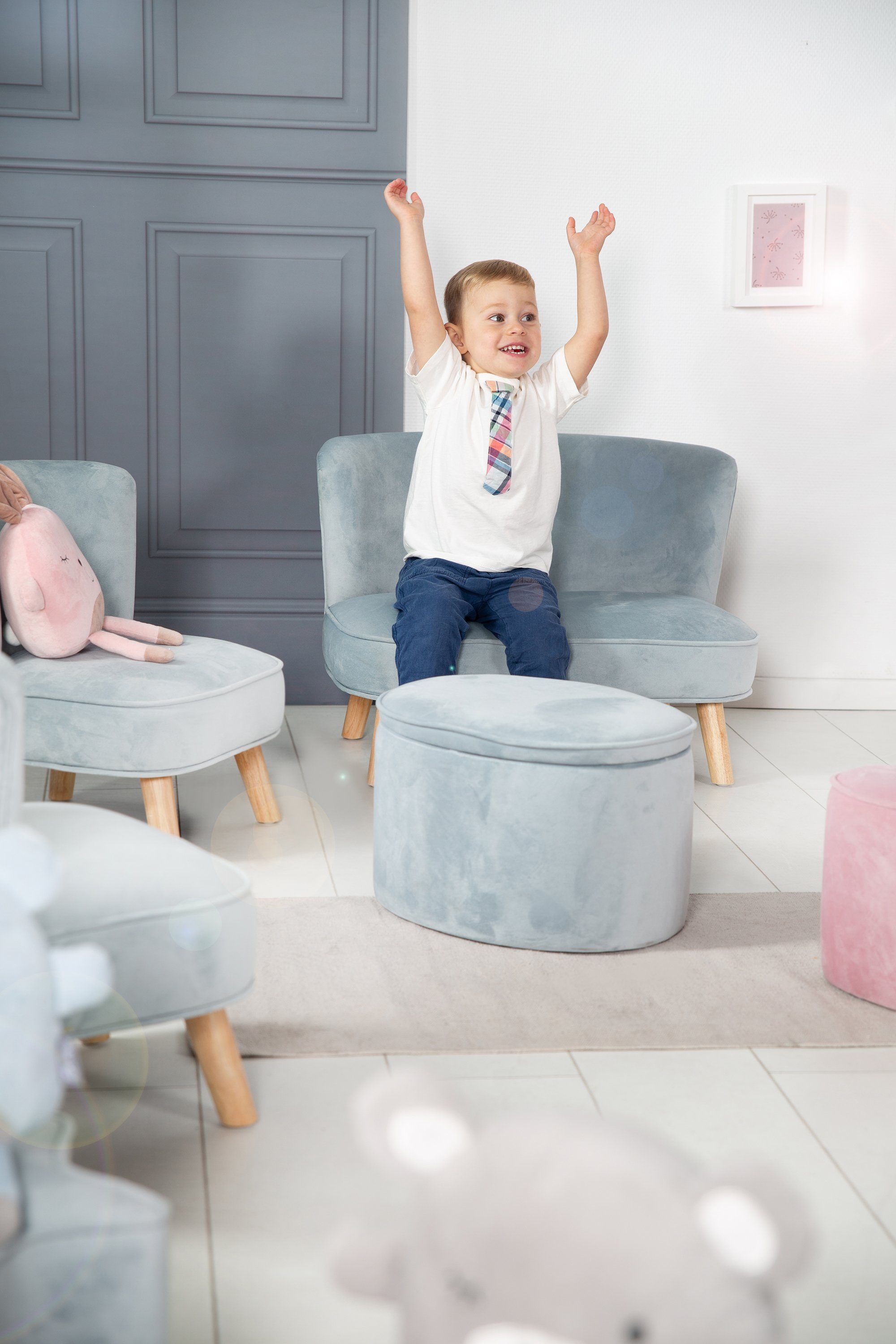 hellblau/sky Sofa, roba® Lil Sofa mit Holzfüßen