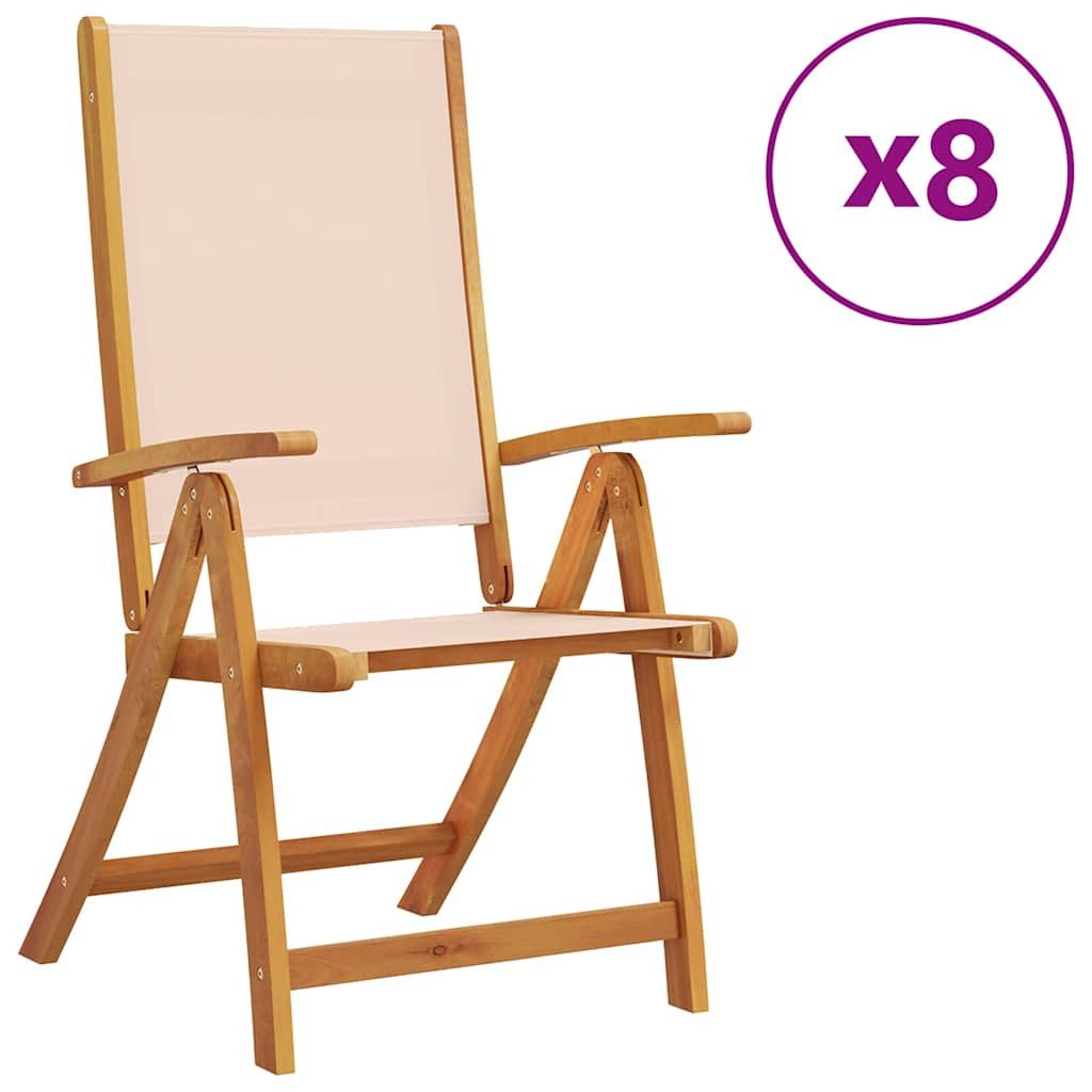 vidaXL Gartenstuhl Klappstühle, 8-teilig, Massivholz und Textilene (8 St), Klappstühle, 8-teilig, Massivholz Akazie und Textilene