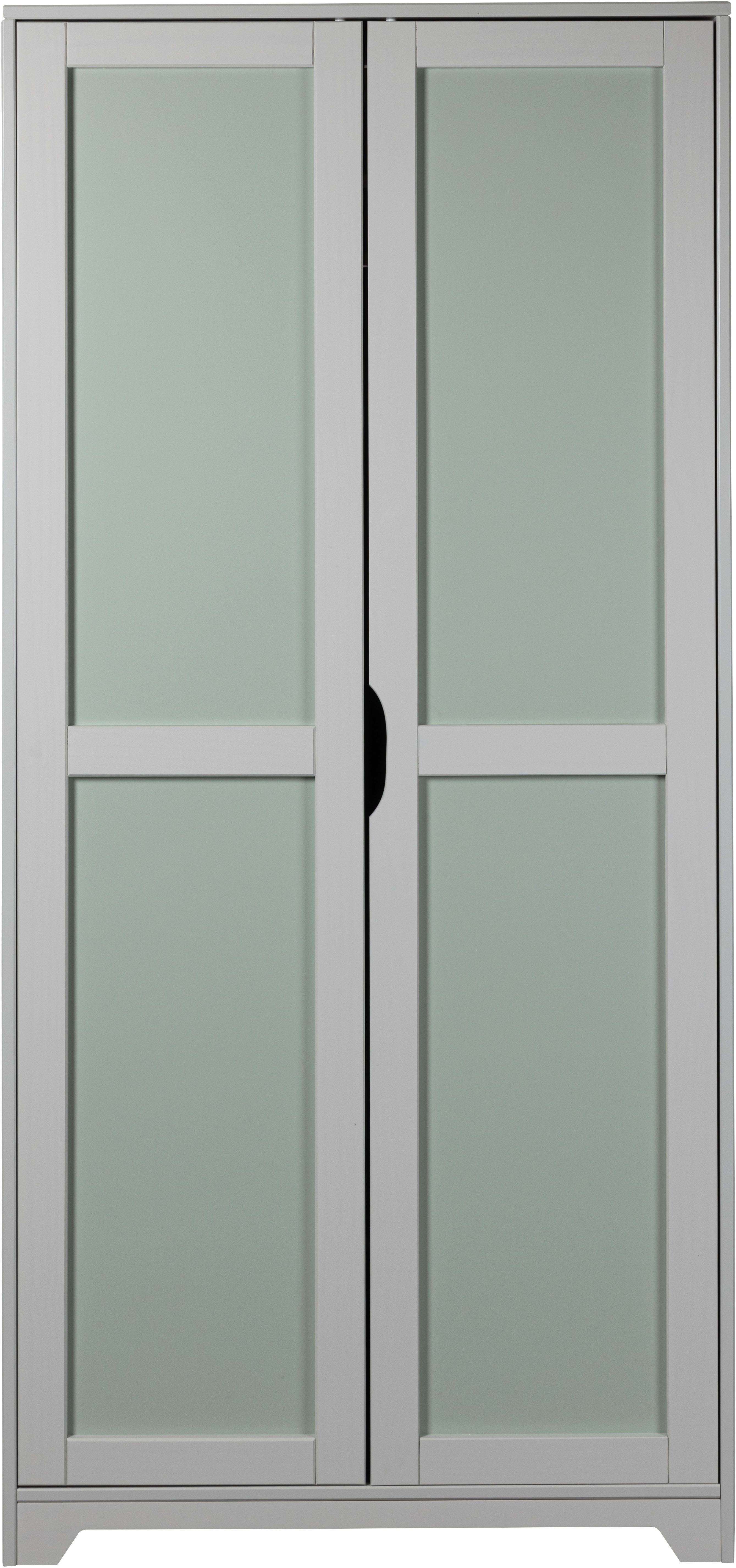 Inter Link Drehtürenschrank Prati, Kleiderschrank Kiefer Massivholz hellgrau/salbeigrün, 2 Türen (1-St) grifflos, modern, ideal für Kinderzimmer, BxTxH: 92 x 59,50 x 205 cm