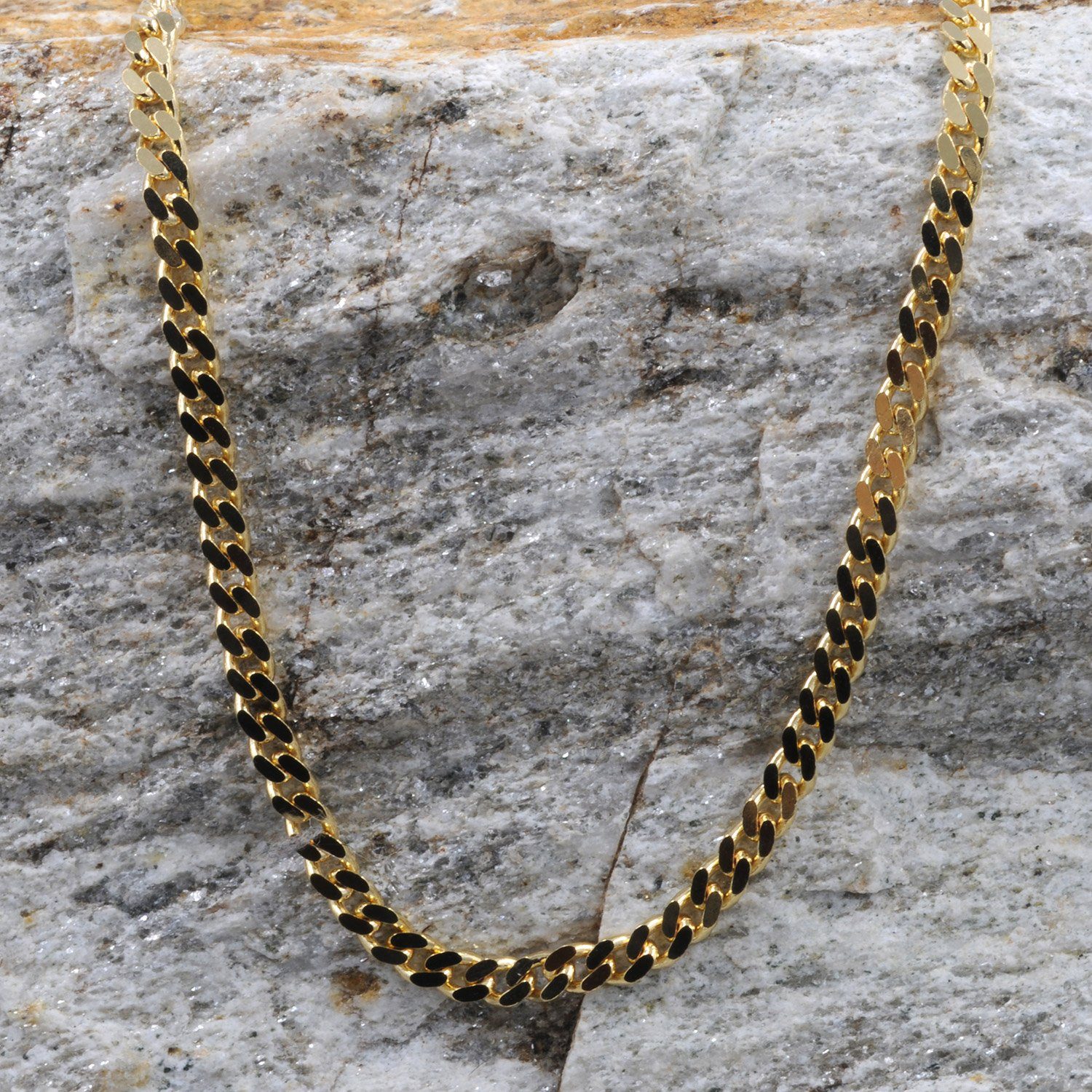 HOPLO Panzerkette Goldkette Panzerkette Länge 45cm - Breite 3,0mm - 585-14 Karat Gold, Made in Germany