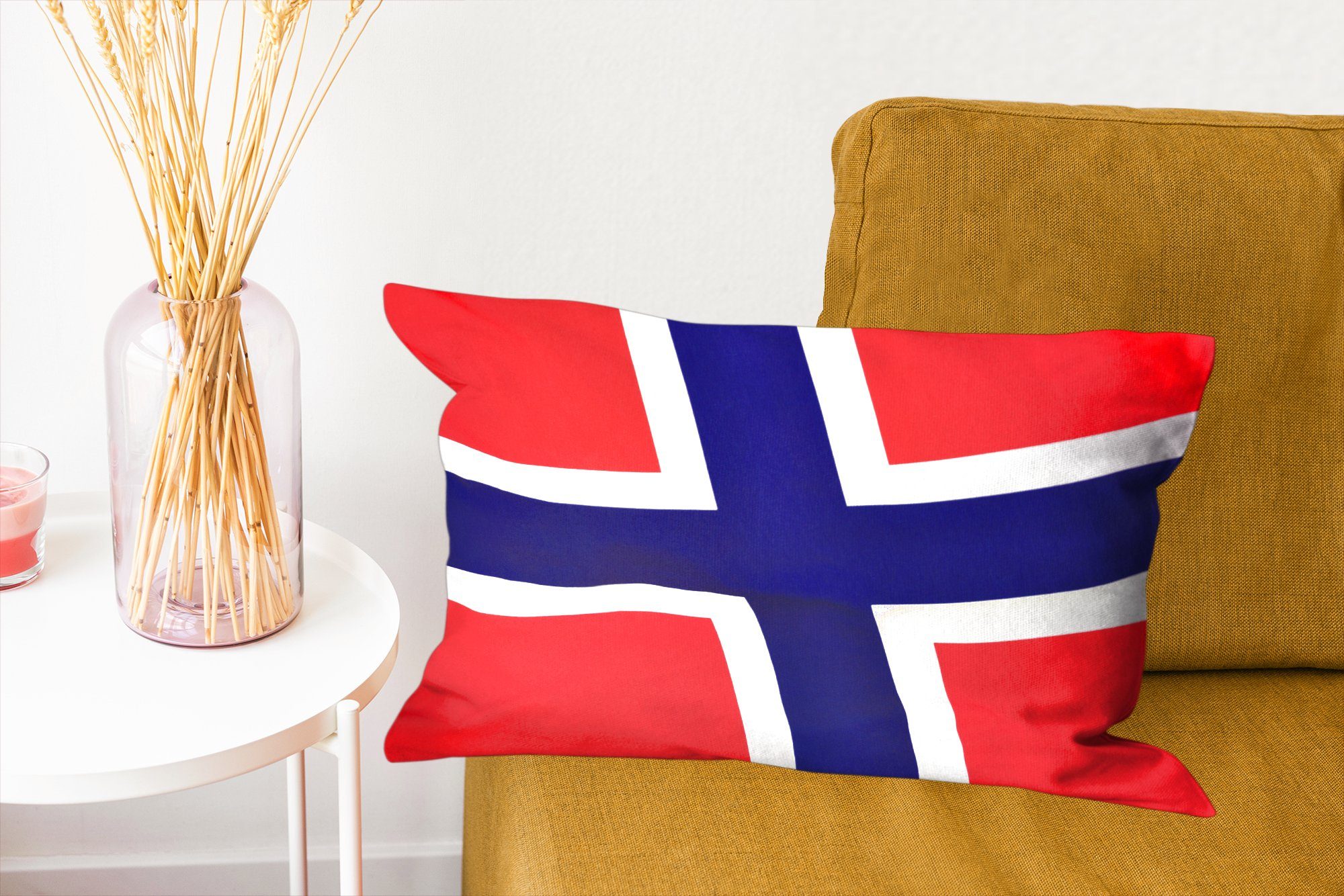 MuchoWow Dekokissen Nahaufnahme der Norwegen, Dekoration, Füllung, von Flagge Wohzimmer Dekokissen Schlafzimmer mit Zierkissen