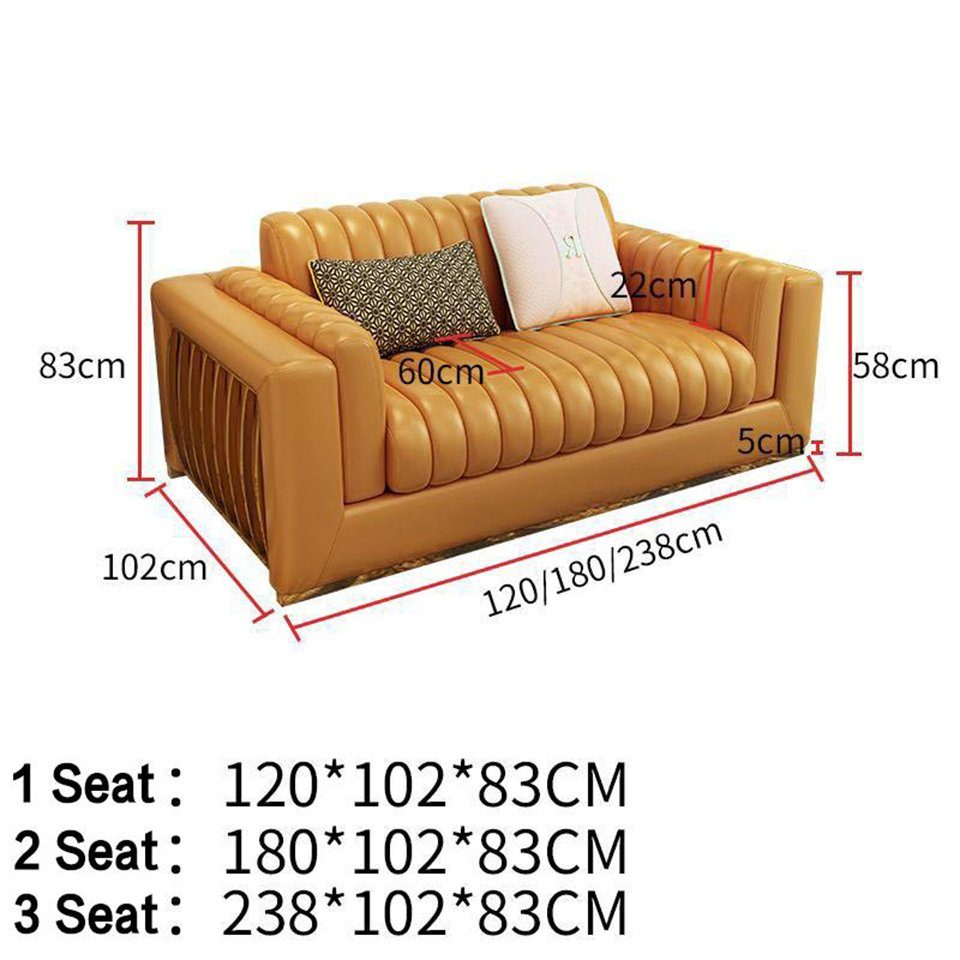 Ledersofa Neu, JVmoebel Sofa Garnitur Orange Luxus Design Made Europe in 3+2+1 Wohnlandschaft Sitzer Couch