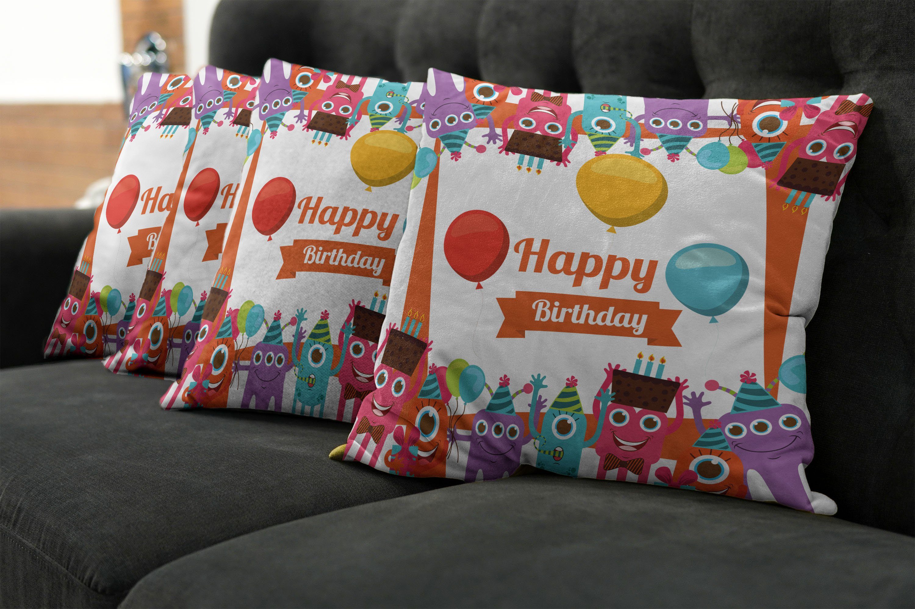 Doppelseitiger Stück), Digitaldruck, Modern Kids Abakuhaus (4 Kissenbezüge Geburtstagsfeier Accent