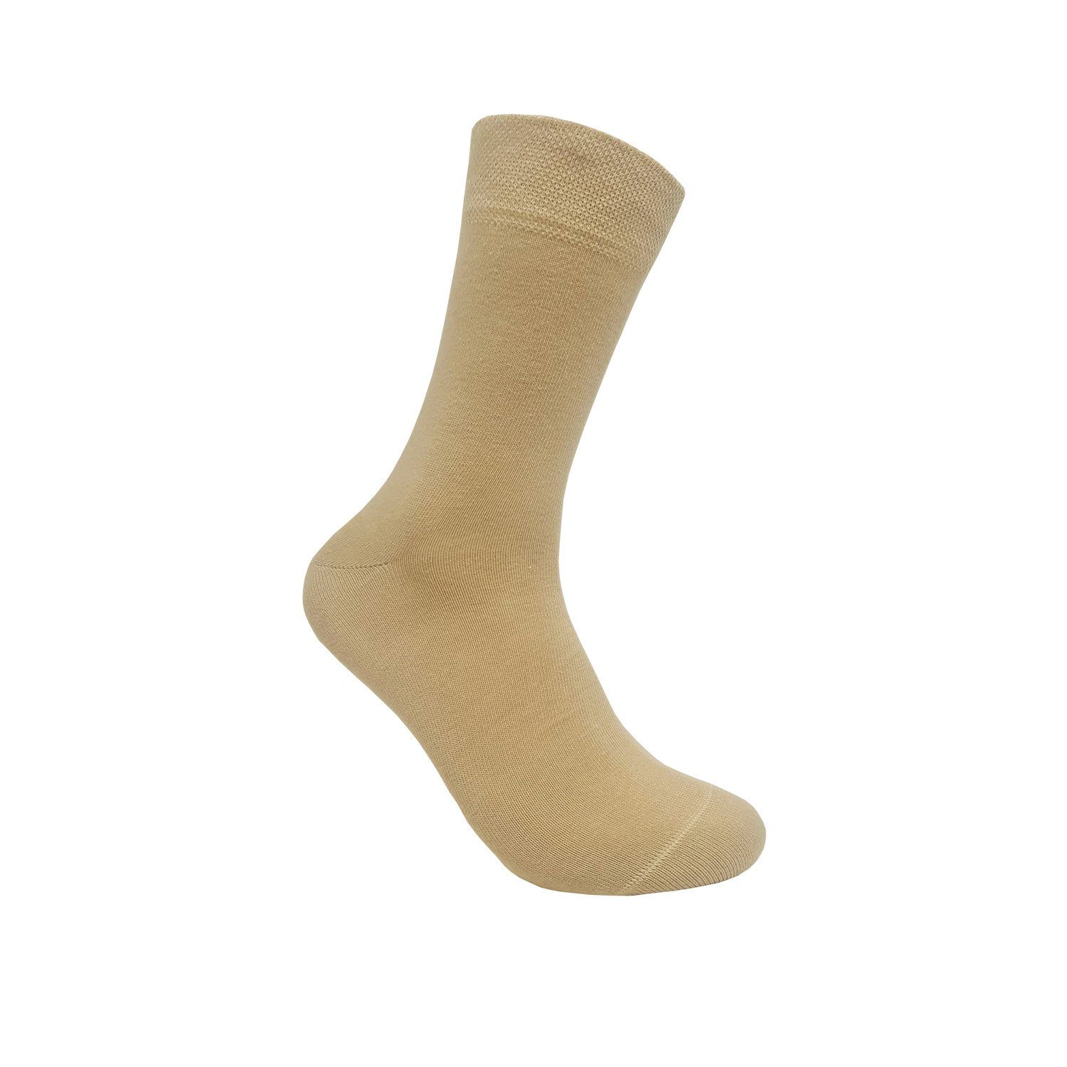 und Businesssocken und für aus hautfreundlich atmungsaktiv 5-Paar) gemustert, Herren und Damen (unifarbend Baumwolle Lindner Max beige hochwertiger