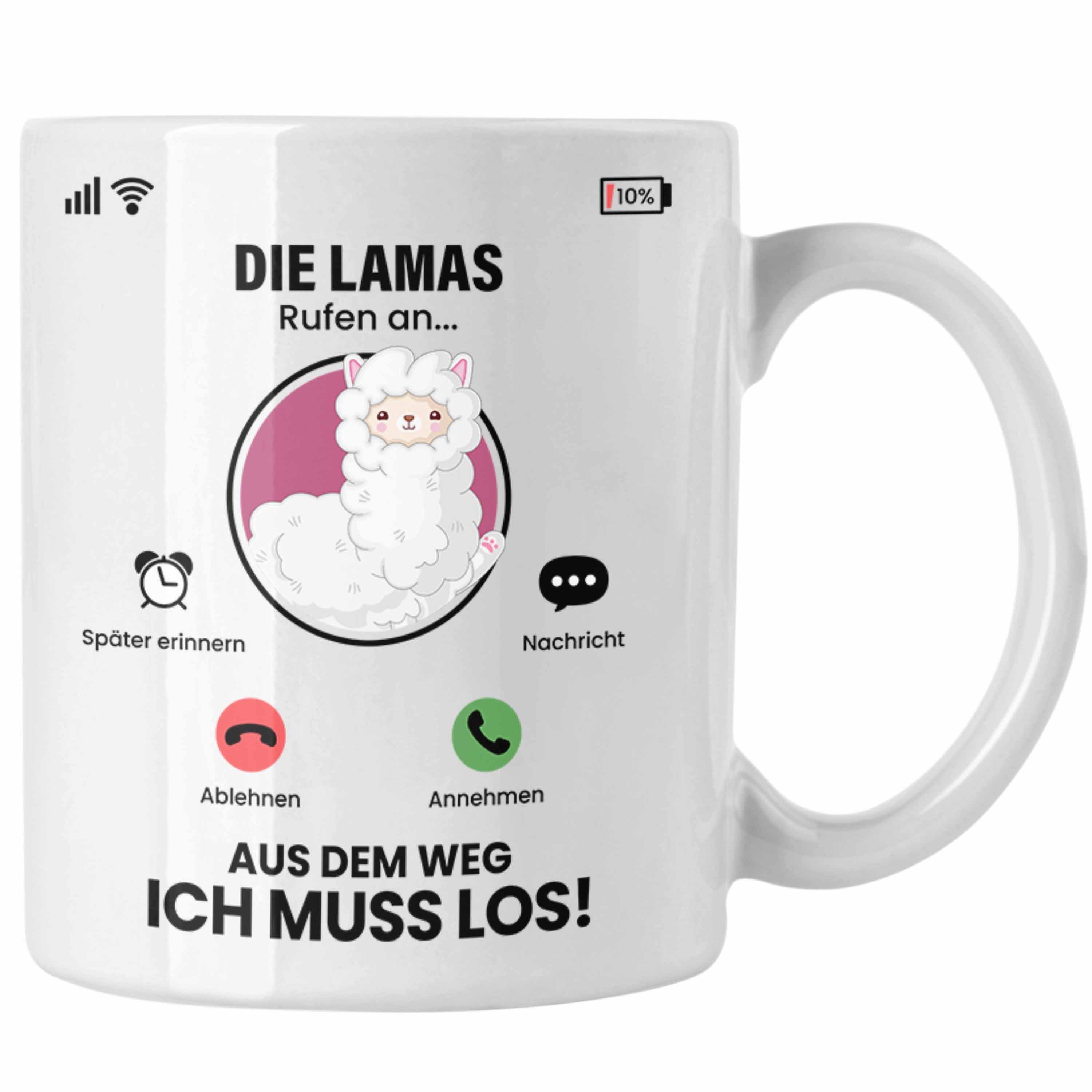 Trendation Tasse Die Lamas Rufen An Tasse Geschenk für Lamas Züchter Besitzer Geschenki Weiss